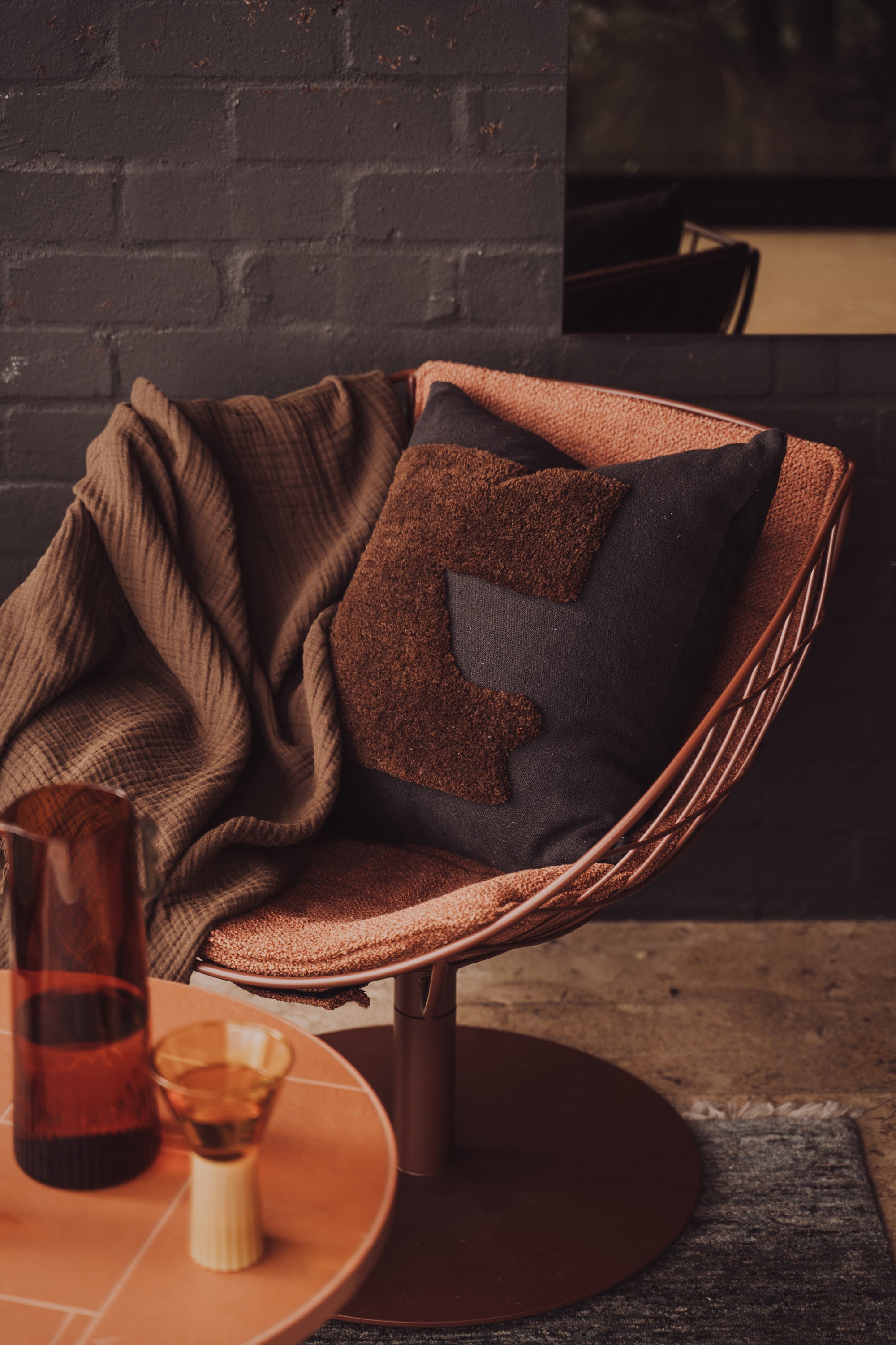 Abstract Square Cushion Cover - Modern Geometric Pillow Case in Black & Chocolate Brown - Perfect for Sofa, Bed, or Home Decor Accent