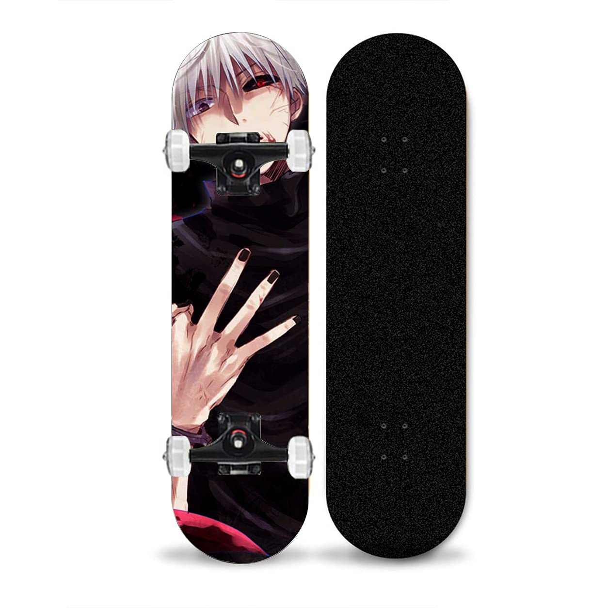 Chengnuo Standard Mini Longboard Complete Deck - 28 Inch Professional 7-Layer Maple Skateboard with Anime Tokyo Ghoul Design | Perfect for Commuting, Campus Riding & Street Skating
