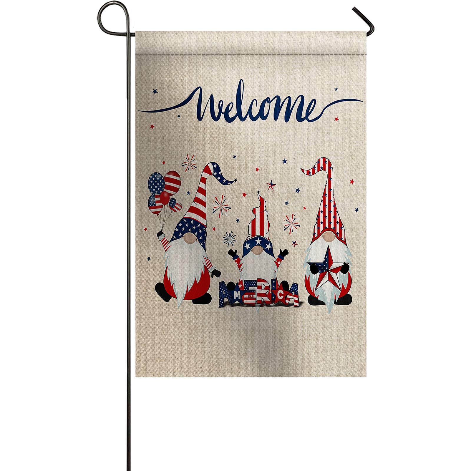 Premium 12x18 Inch Mini Garden Flag - Happy Independence Day American Flag Gnomes Design, Weather Resistant & Double Stitched Burlap Outdoor Decor for Yard, Garden, and Patio | Perfect for 4th of July Celebrations, Front Yard Displays, and Seasonal Home Decor