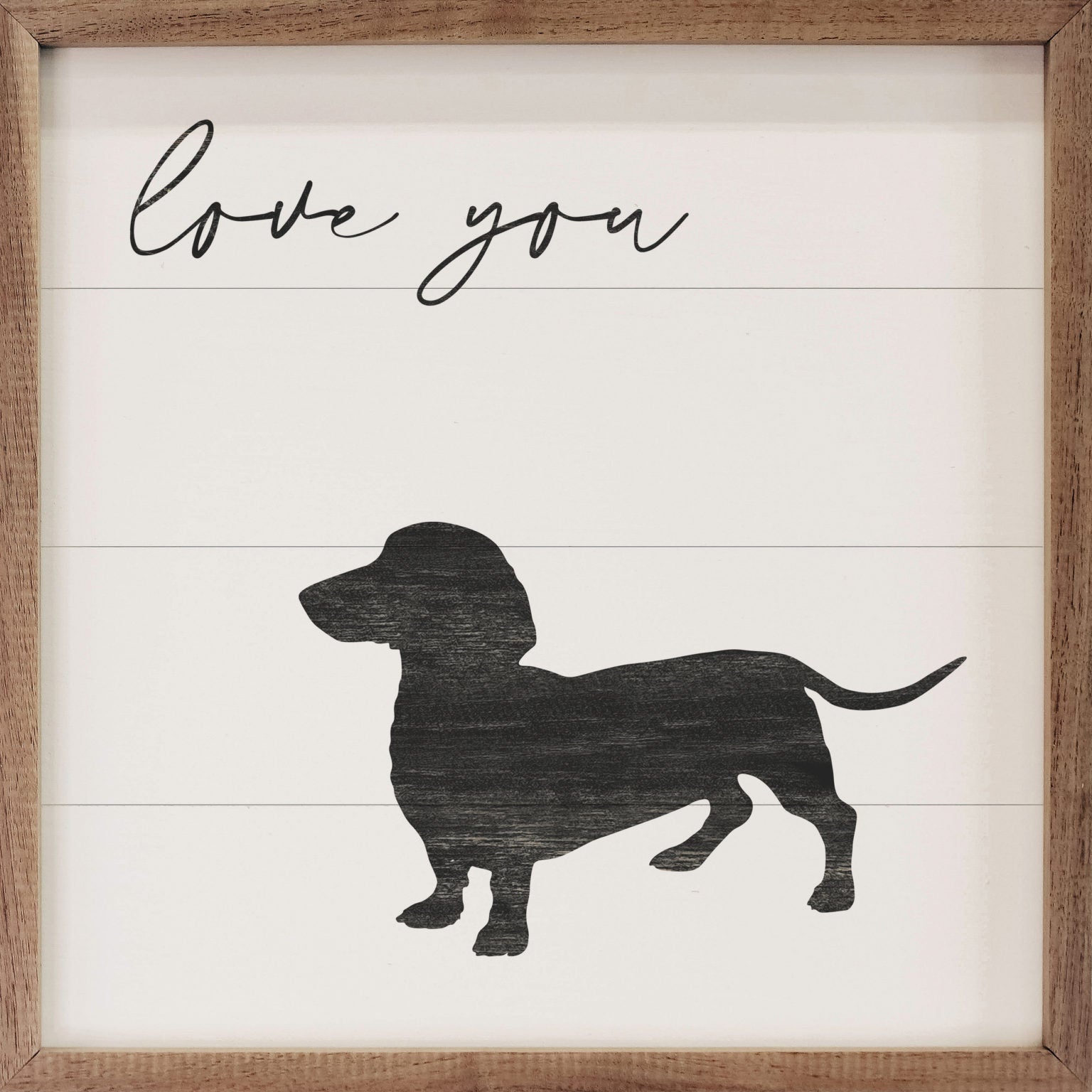 Cute Dachshund Wood Framed Print - Handmade Dog Lover Wall Art for Living Room, Bedroom & Office Decor