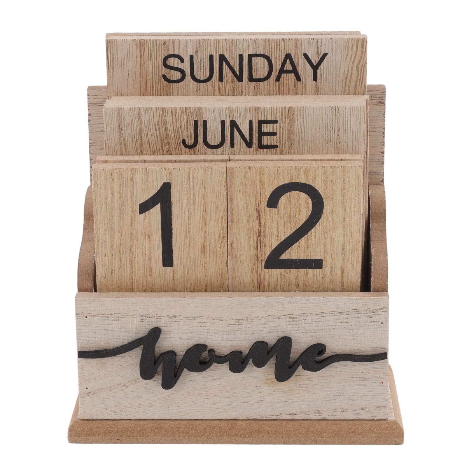 Huleo Sturdy & Durable Perpetual Wood Desk Calendar - Reusable Retro Office Organizer for Home, Work & School - Perfect for Planning, Scheduling & Productivity