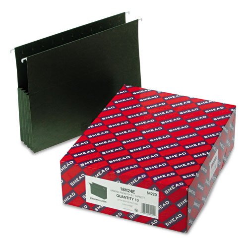 3 1/2 Inch Hanging File Folders with Reinforced Sides - Letter Size, Standard Green - 10 per Box (1 Box) - Perfect for Office Organization, Filing Cabinets, and Document Storage