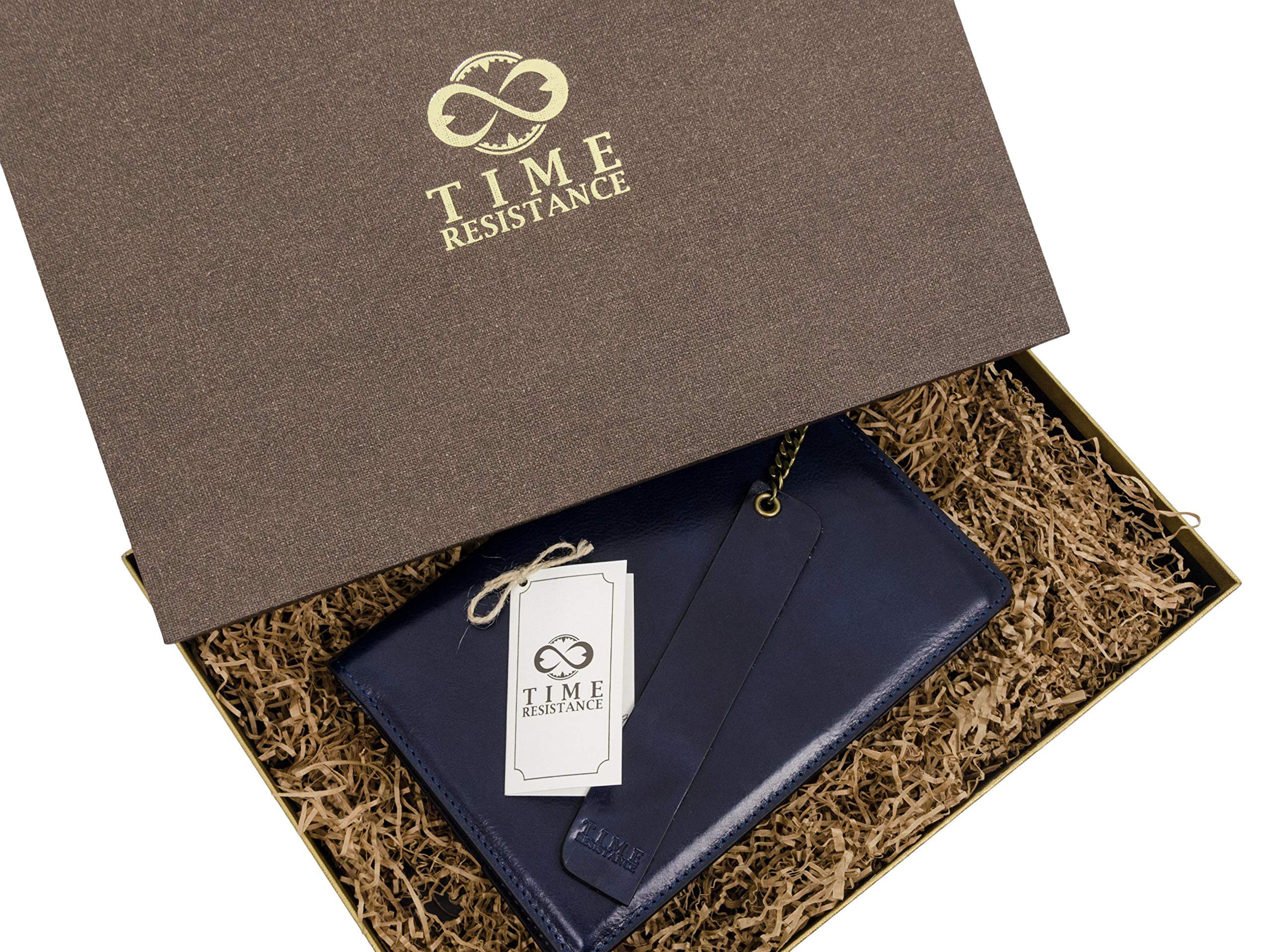 Italian Handmade Leather Journal - 320 Lined Pages A5 Notebook with Bookmark, Time Resistance Cover (Blue) - Perfect for Writing, Sketching & Gift Giving - Comes in Elegant Gift Box