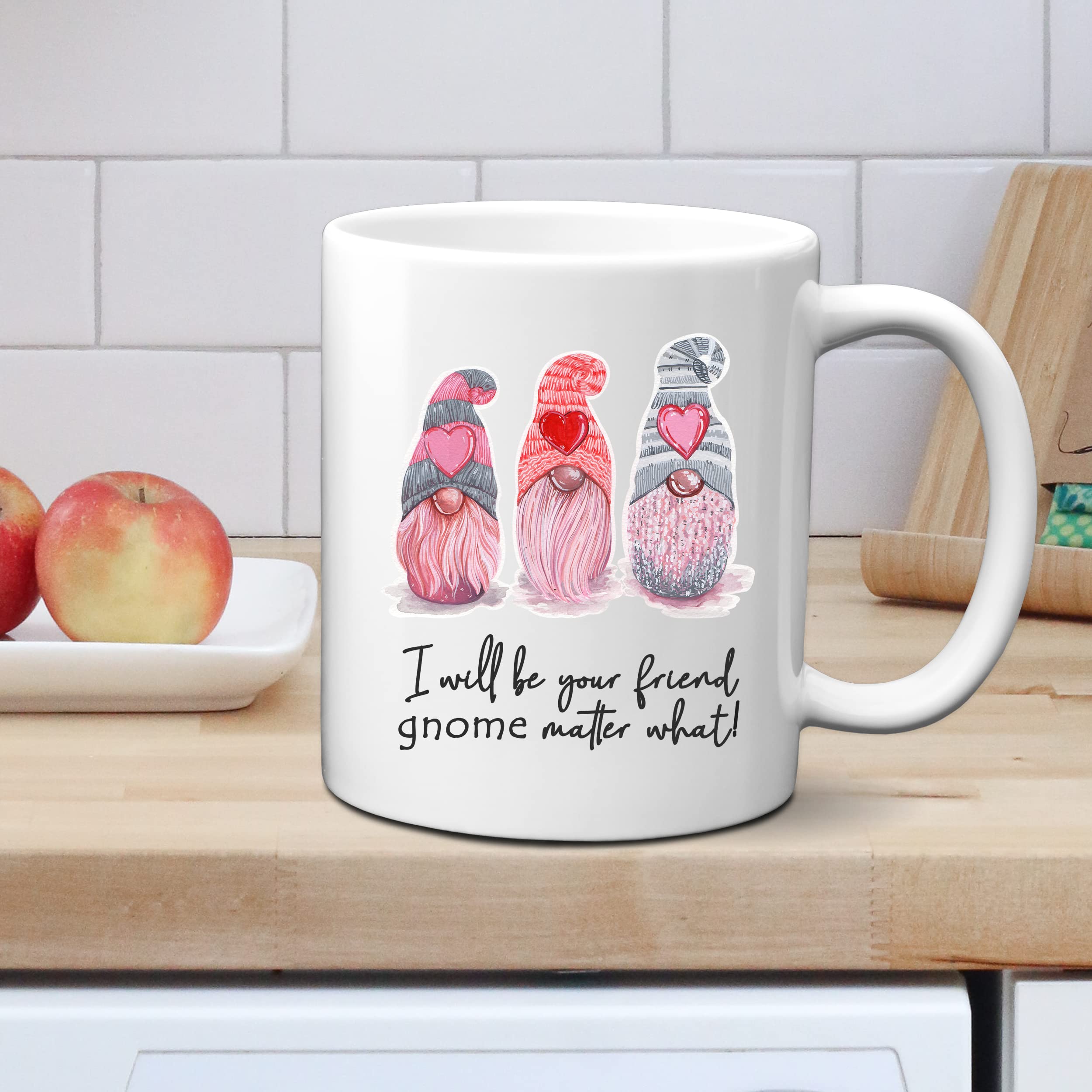 Friendship Gnome Love Mug for Women - Perfect Gift for Girlfriend, Coffee Lover, BFF & Best Friend - Valentine's Day Present for Home, Office & Cozy Moments