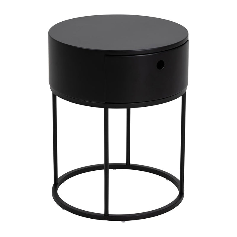 POLON Nightstand 40cm Black - Modern Bedside Table for Small Spaces, Bedroom, Living Room & Office