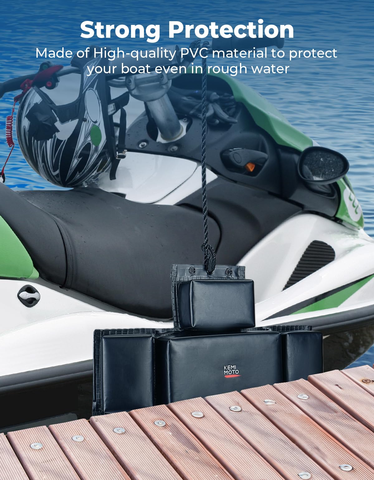 KEMIMOTO PWC Boat Fenders for Jet Ski - Heavy Duty Marine Bumpers with Foldable Design, 19.7 Inch Universal Boat Fenders for Motorboat, Pontoon, Yacht (Perfect for Docking, Mooring & Watercraft Protection)