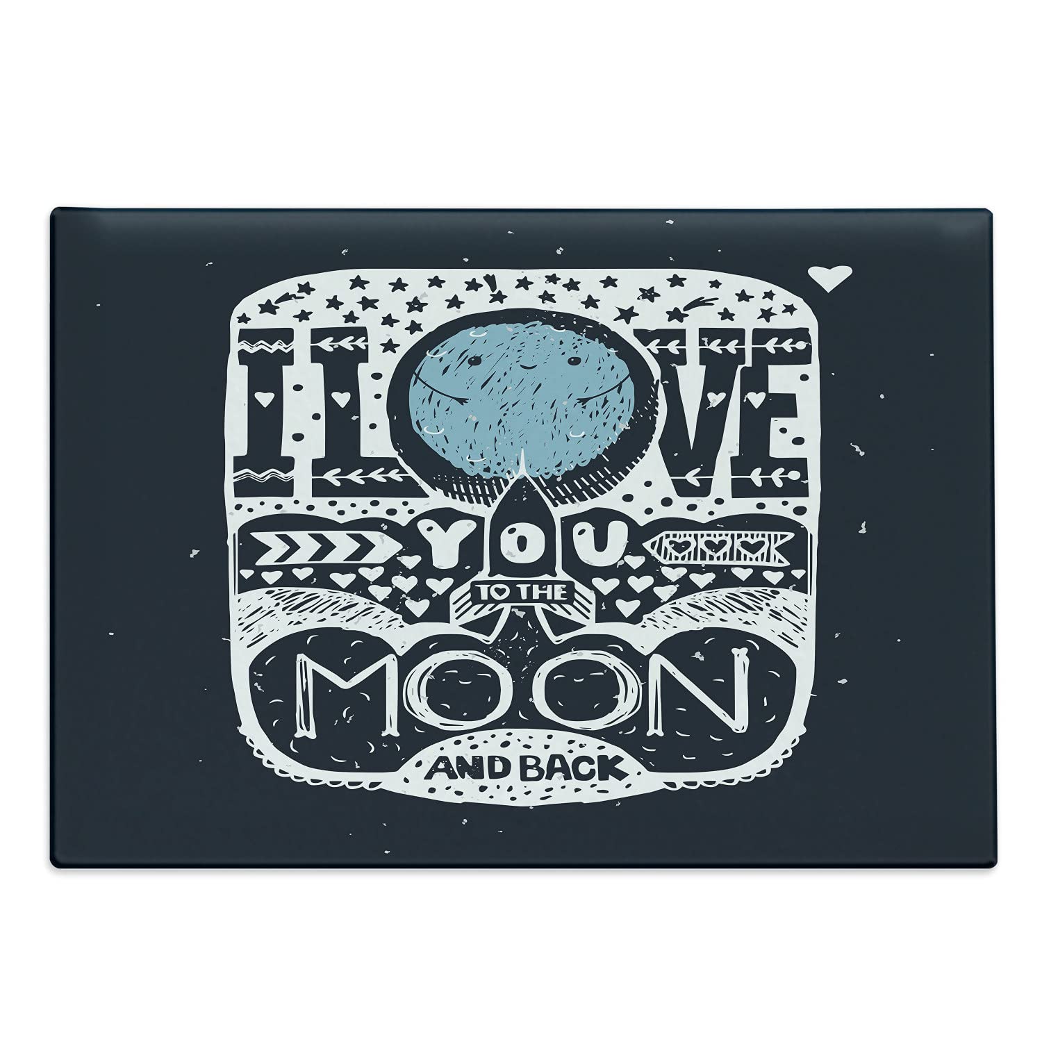 Ambesonne I Love You Cutting Board - Space Galaxy Design with Stars & Arrow Effects, Hand-Drawn Romantic Message on Tempered Glass - Large Decorative Serving Board in Dark Blue & White - Perfect for Anniversary Gifts, Kitchen Decor & Cheese Charcuterie Presentation