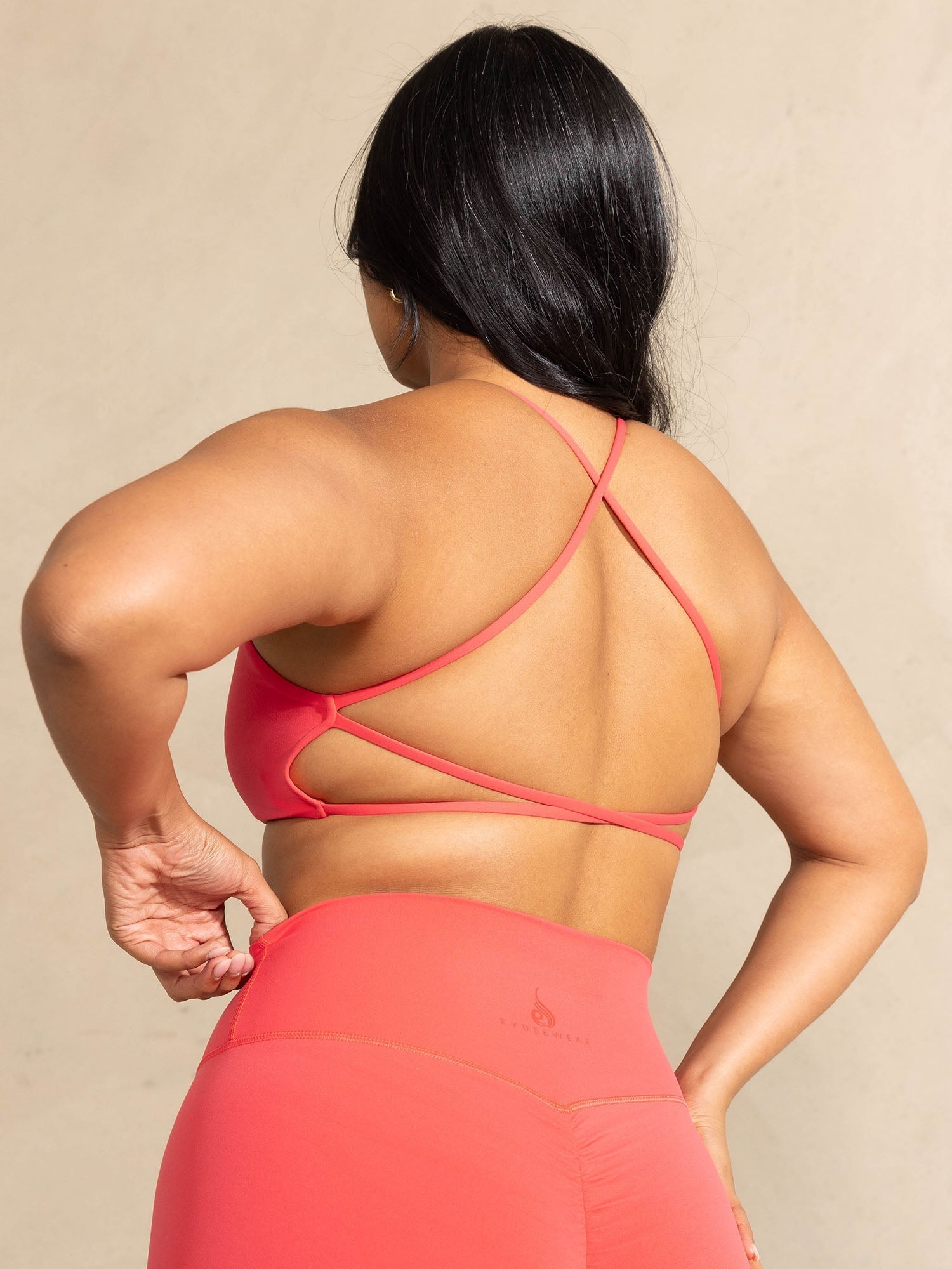 NKD Embody Sports Crop Top - Neon Salmon Color for Yoga, Running & Gym Workouts