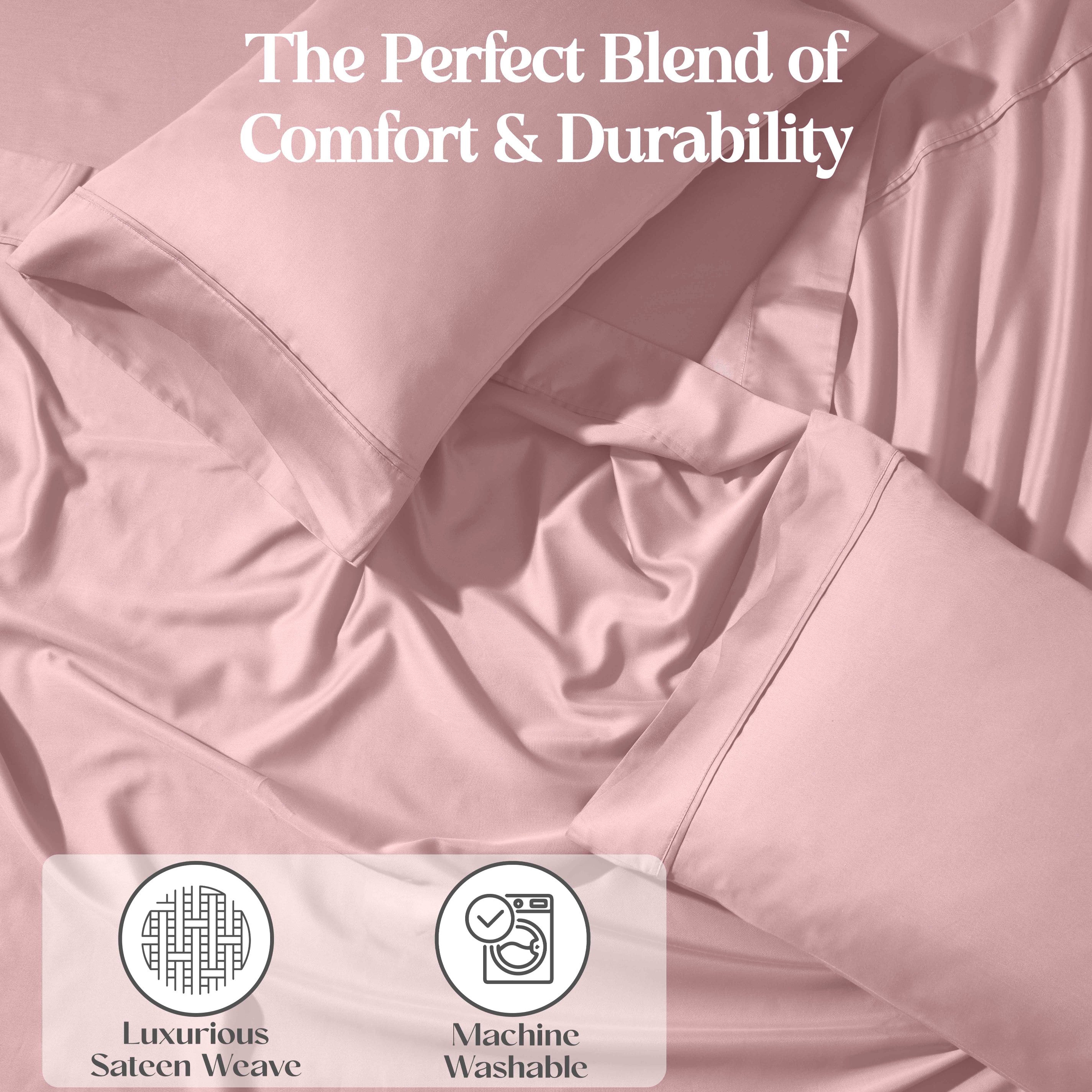 1200 Thread Count Cotton Rich Solid Deep Pocket Bed Sheet Set - Queen Size, Ultra Soft & Breathable - Perfect for Luxury Hotels, Guest Rooms & Master Bedrooms