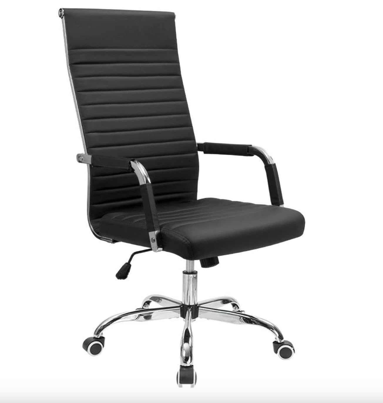 Premium High-Back Leather Office Chair - Adjustable Swivel Executive Desk Chair with Lumbar Support for Home Office, Conference Room & Gaming Setup - Black Ergonomic Computer Chair