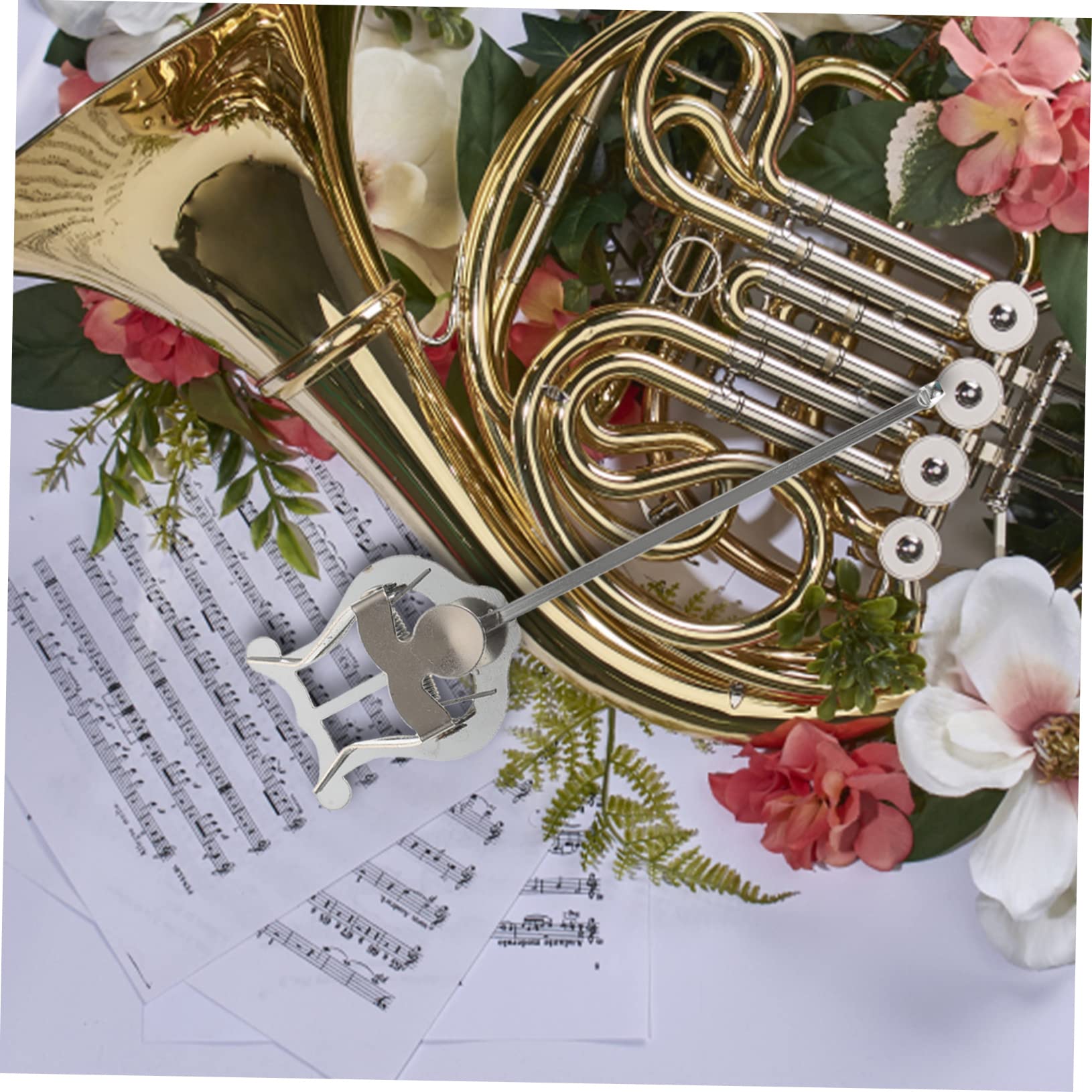 SUPVOX Trumpet Lyre Stand - Portable Sheet Music Holder for Clarinet, French Horn & Marching Band - Durable Iron Silver Clip Book Holder - Perfect for Practice, Performances & Outdoor Concerts