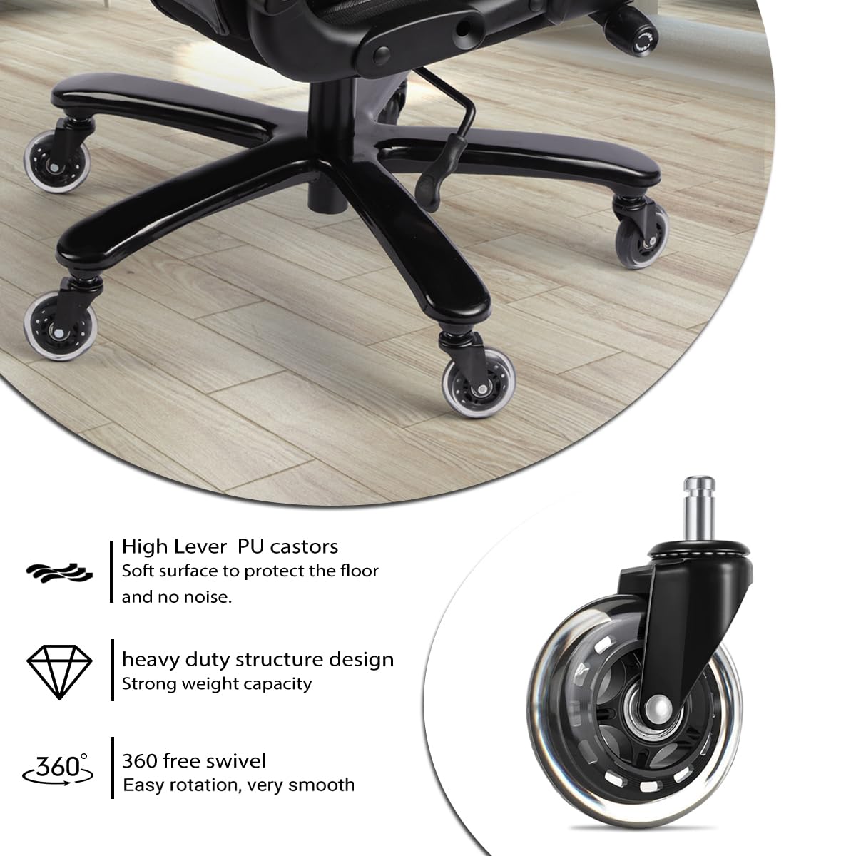 500lbs Heavy Duty Big and Tall Office Chair - Executive Ergonomic Computer Desk Chair with 360° Swivel & Large Casters for Heavy People - Oversized Home Office Chair (Black) - Perfect for Large Workspaces, Gaming Setups & Professional Environments