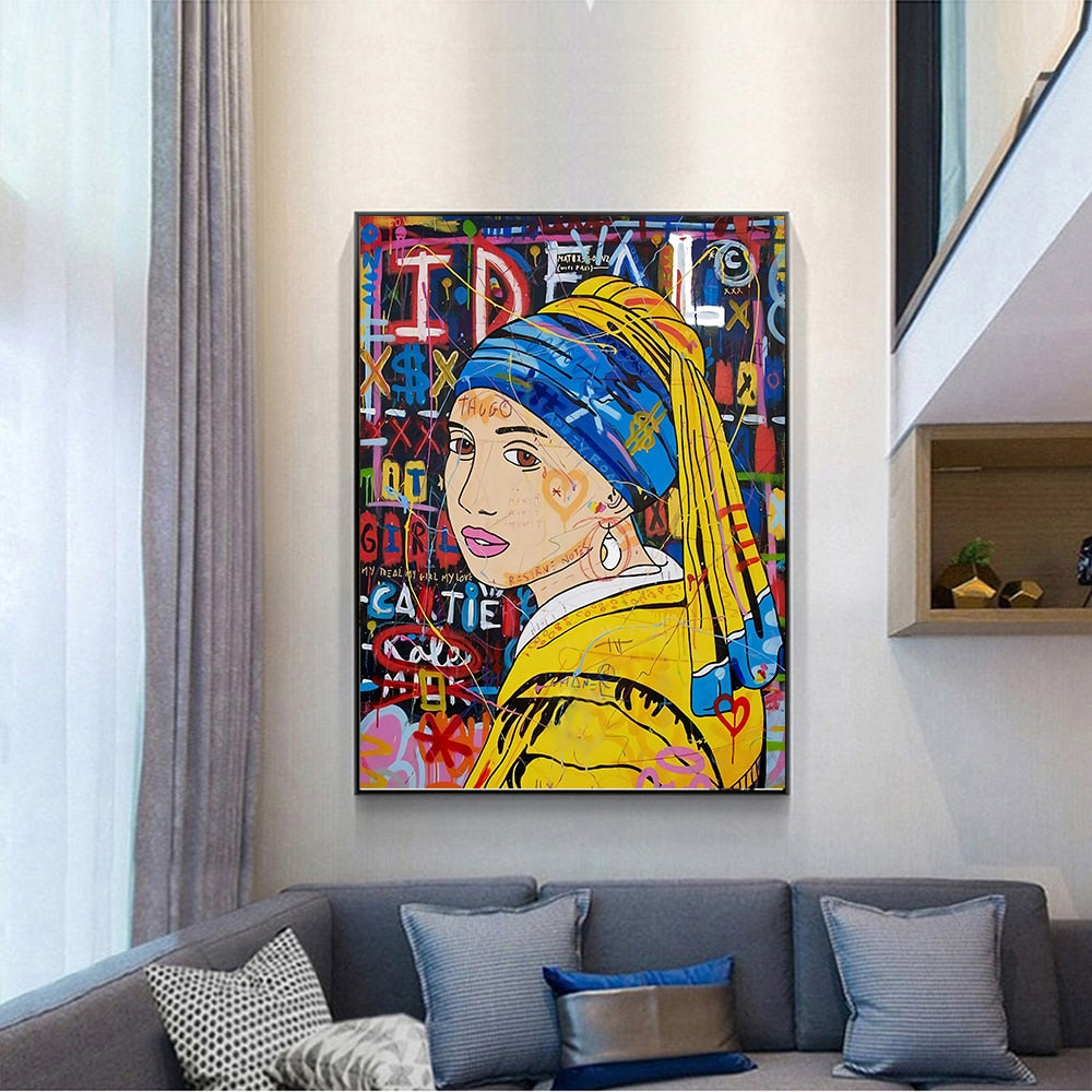 Banksy Milkmaid Canvas Wall Art - Authentic Street Art Print for Home & Office Decor | Perfect for Living Room, Bedroom & Gallery Walls
