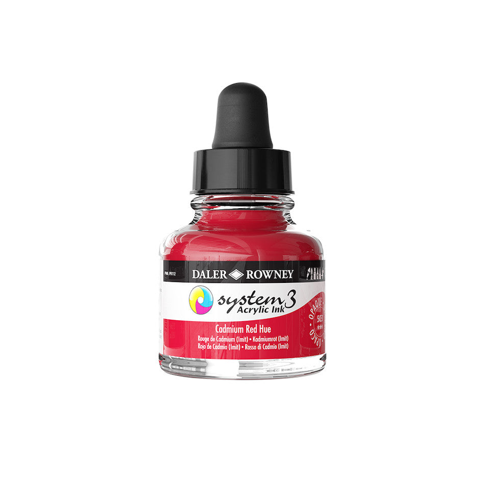 Daler Rowney System3 Acrylic Ink 29.5ml - Professional Artist Paint for Canvas, Paper & Fabric - Vibrant Waterproof Colors for Calligraphy, Illustration & Mixed Media Art