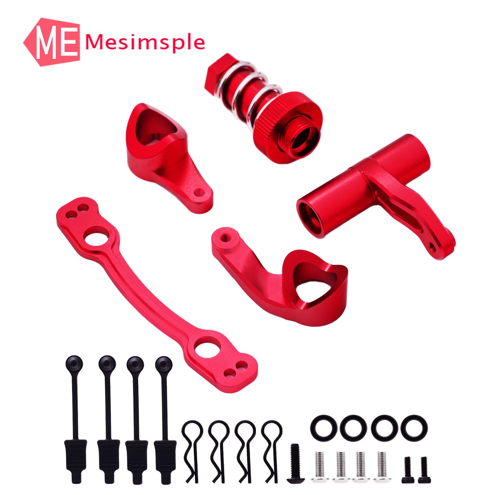 Upgraded Red Steering Bellcrank & Body Clips Set for Arrma 1/7 Felony, Infraction, Limitless, Mojave 6S - Compatible with 1/8 Kraton, Outcast, Notorious, Talion 6S - High-Performance Steering Servo Saver Replacement - Perfect for RC Car Racing and Off-Road Bashing