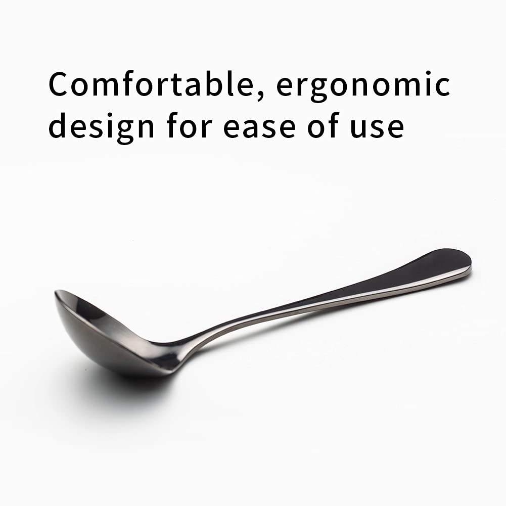 Professional Coffee Cupping Spoon - Stainless Steel Measuring Spoon for Coffee Tasting, Barista Tools with Spoon Holder Bag - Perfect for Home Brewing, Coffee Shops & Gifts (Black)