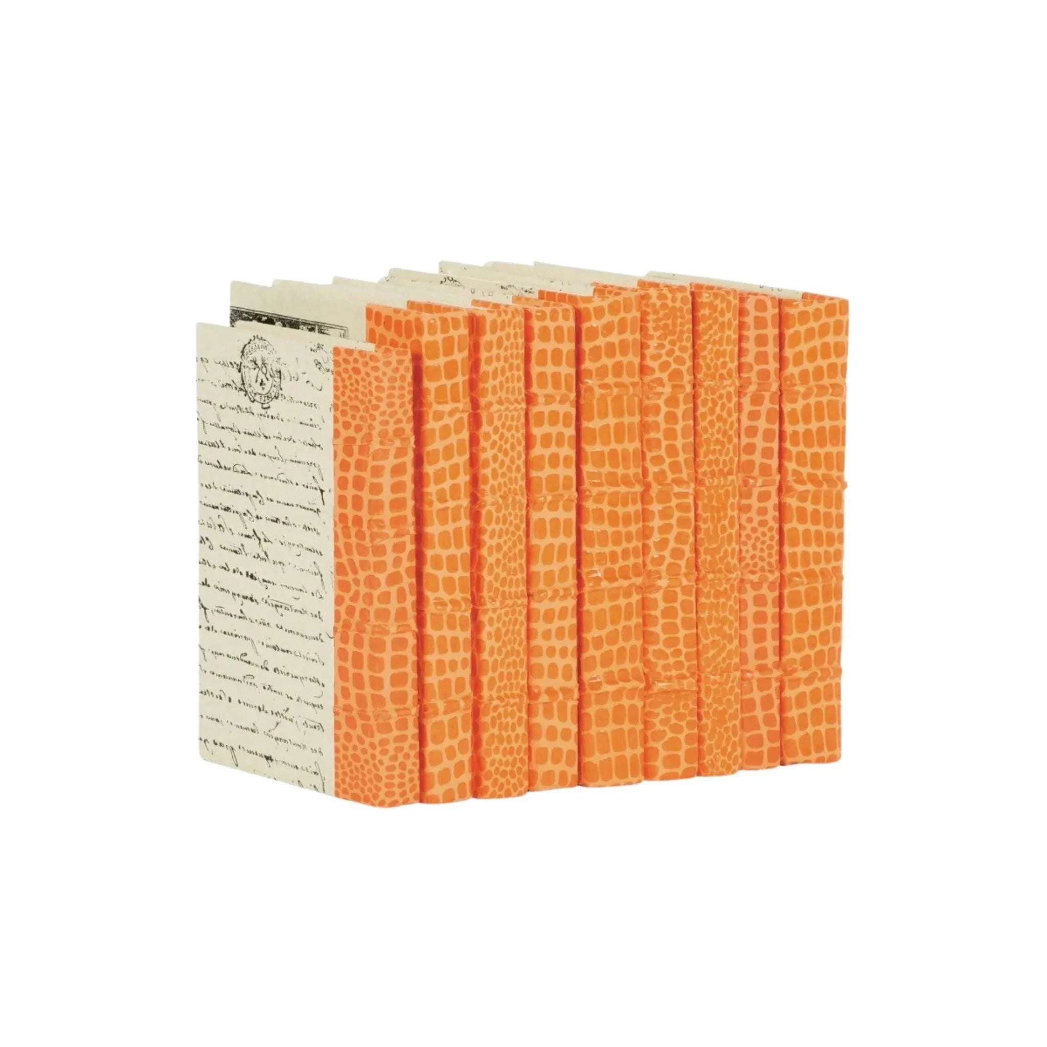 Faux Crocodile Orange Decorative Books - Stylish Home Decor for Bookshelves, Coffee Tables, and Living Room Displays