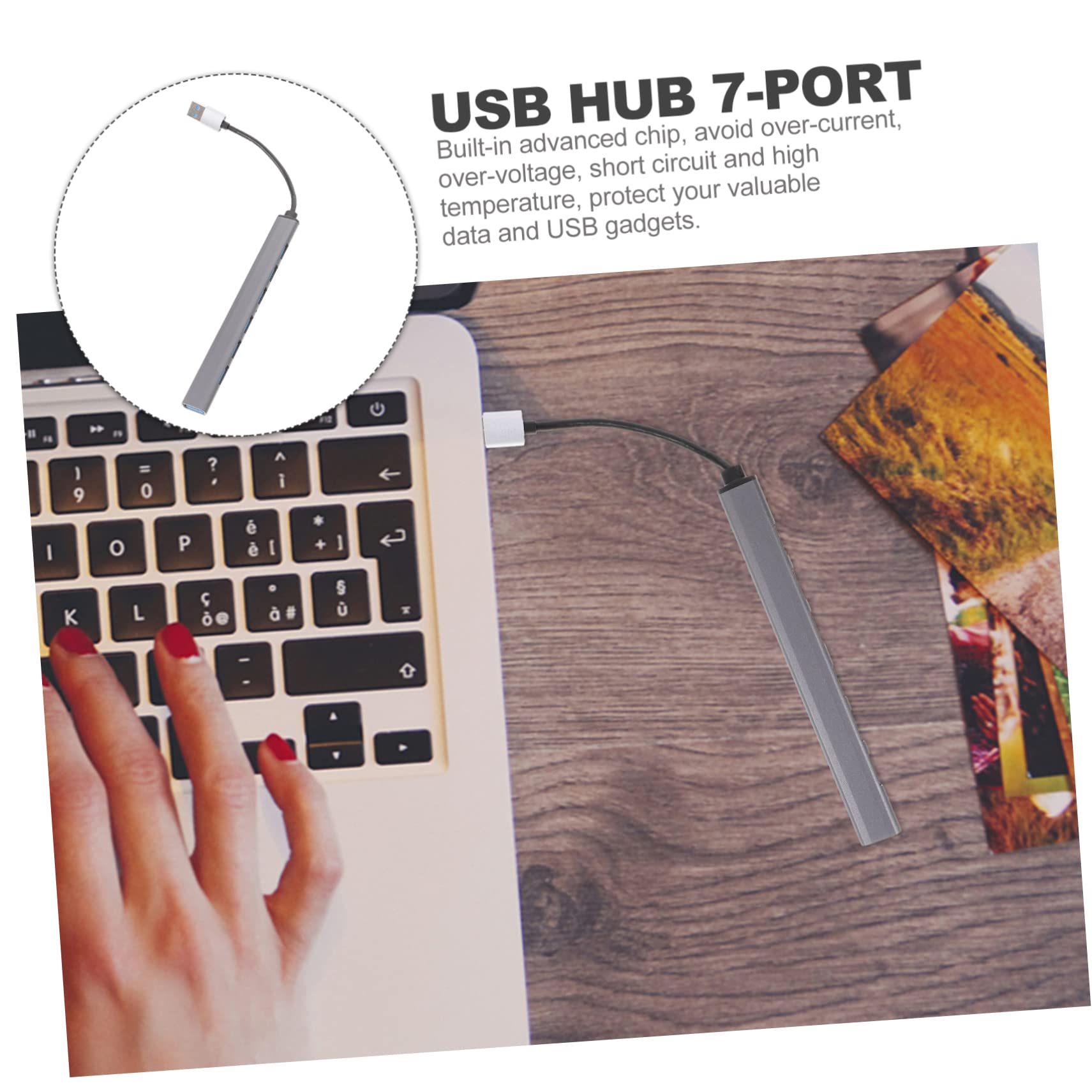 CIYODO 7-Port USB 3.0 Hub Adapter for Laptop, Computer & PC - High-Speed Data Transfer USB Splitter with LED Indicators - Perfect for Home Office, Gaming & Multi-Device Charging