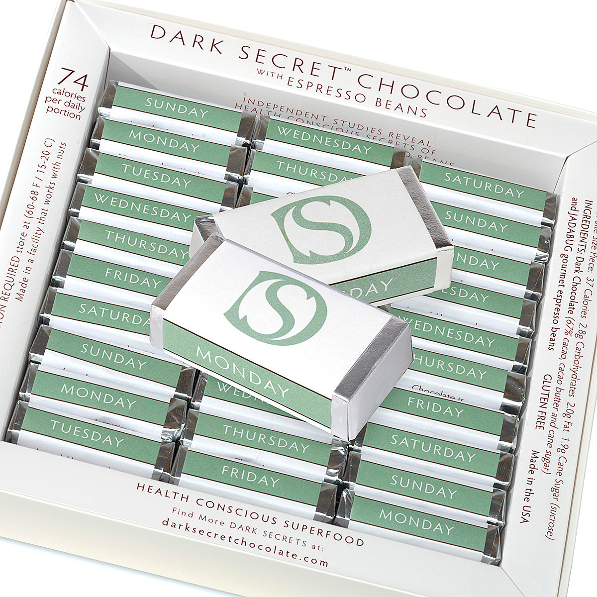 Premium Dark Chocolate with Espresso Beans - 30-Day Gourmet Gift Box | Rich Cocoa & Coffee Flavors | Perfect for Office Snacks, Birthday Gifts & Holiday Treats