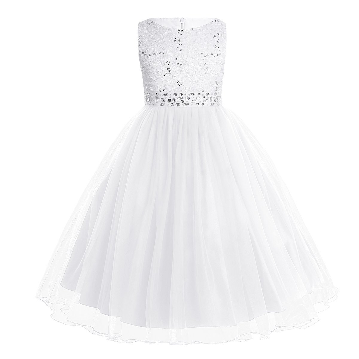 Flower Girl Dress for Wedding - Kids Sleeveless Floral Lace Princess Bridesmaid Gown, Maxi Party Dress for Flower Girls, Pageants & Special Occasions