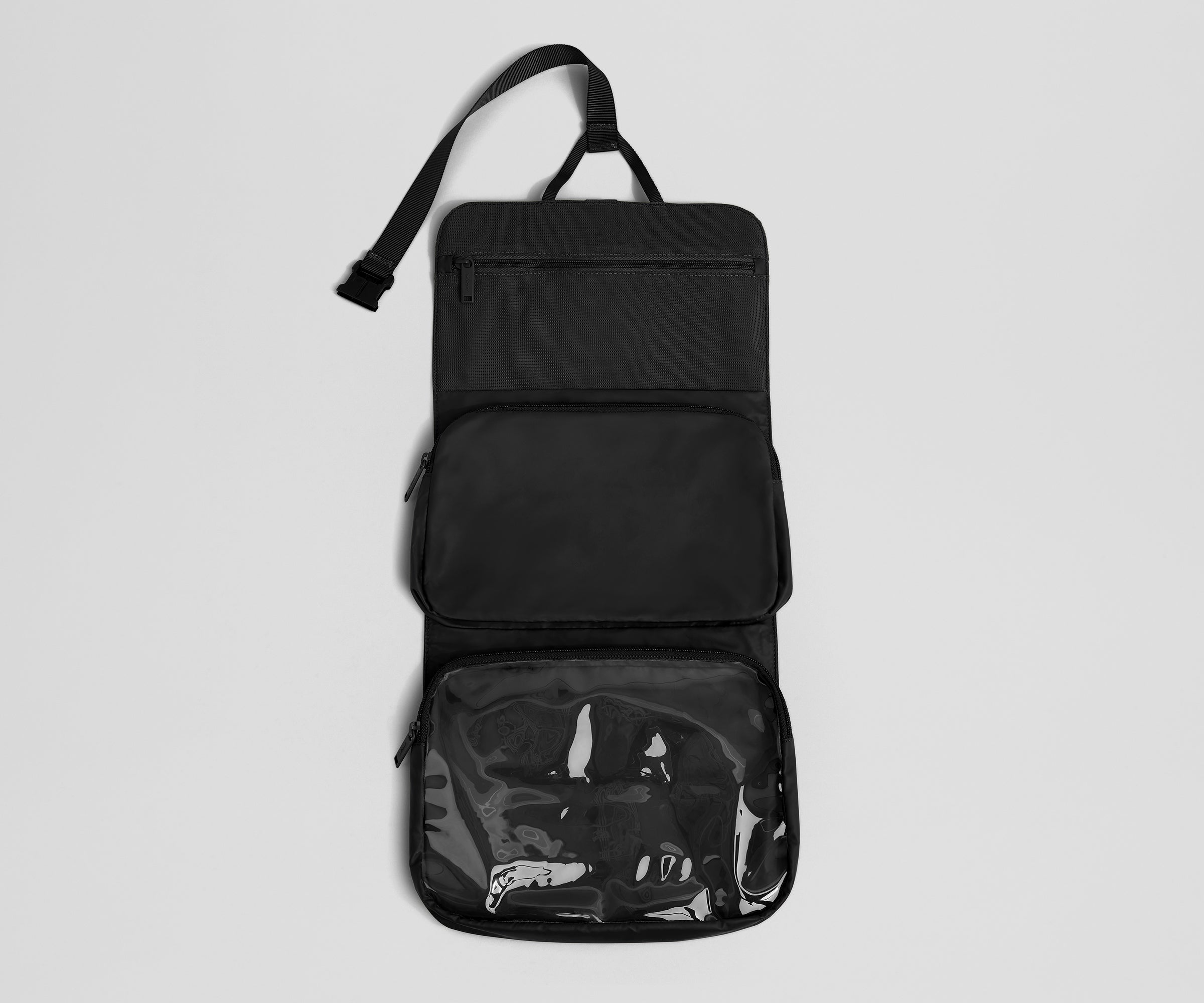 Jet Black Active Hanging Toiletry Bag - Waterproof Travel Cosmetic Organizer for Gym, Camping & Business Trips