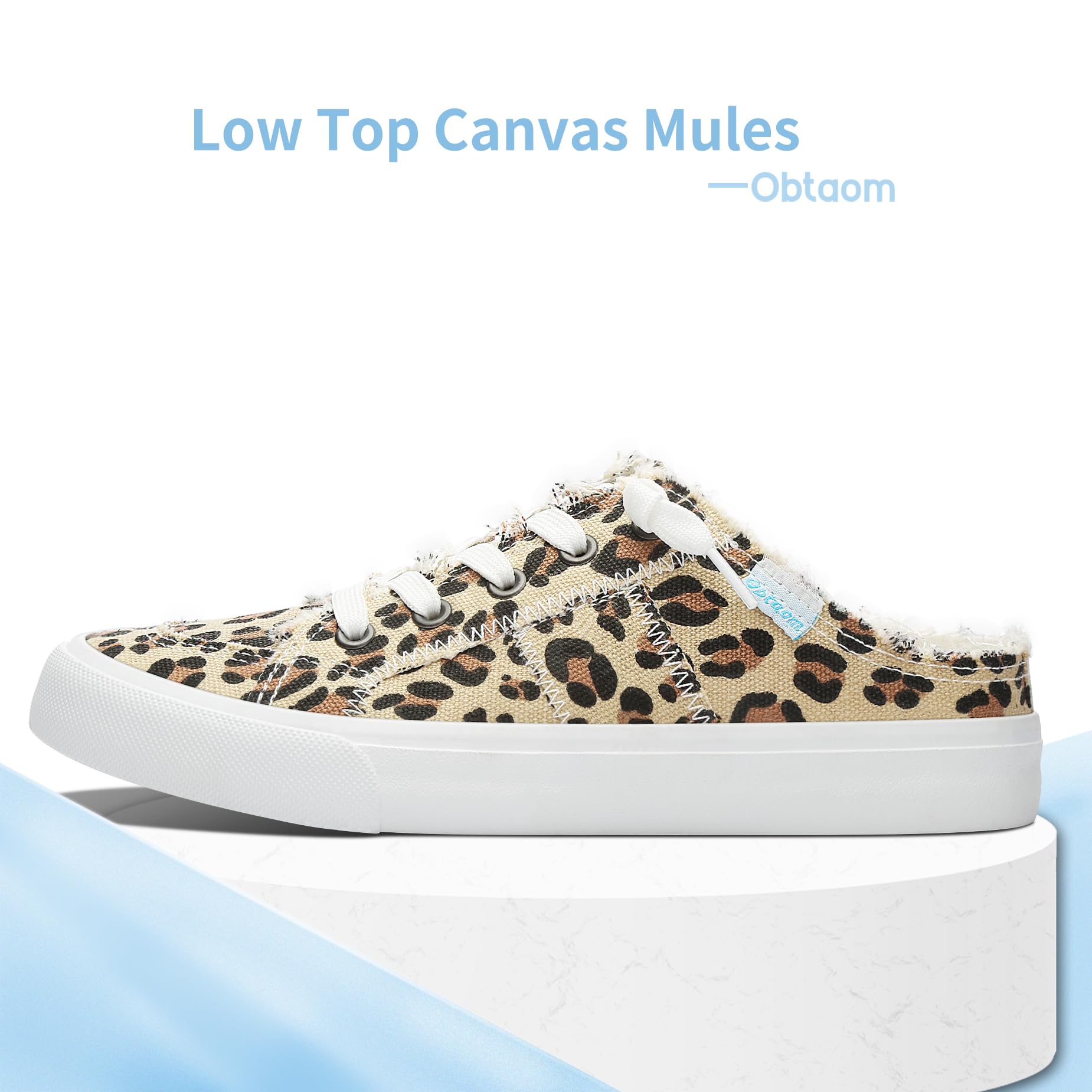 Obtaom Women's Memory Foam Clipper Fashion Sneakers - Slip-On Canvas Mules with Backless Design for Comfortable Walking | Perfect for Holidays, Beach, and Casual Outings