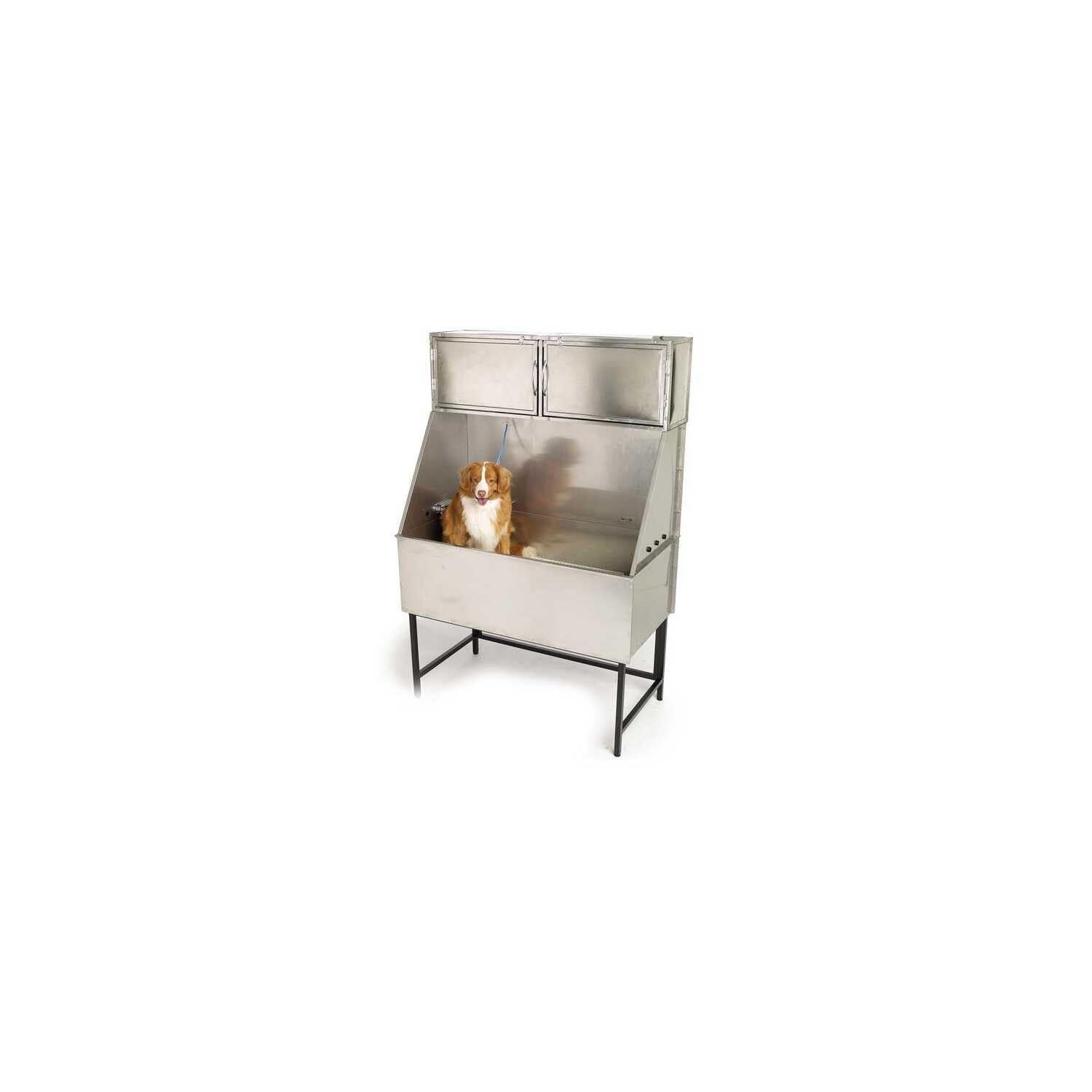 Premium Stainless Steel Overhead Grooming Tub Cabinet - Heavy Duty Salon & Pet Grooming Station Storage with Adjustable Shelves | Perfect for Professional Dog Groomers, Mobile Pet Services & Veterinary Clinics