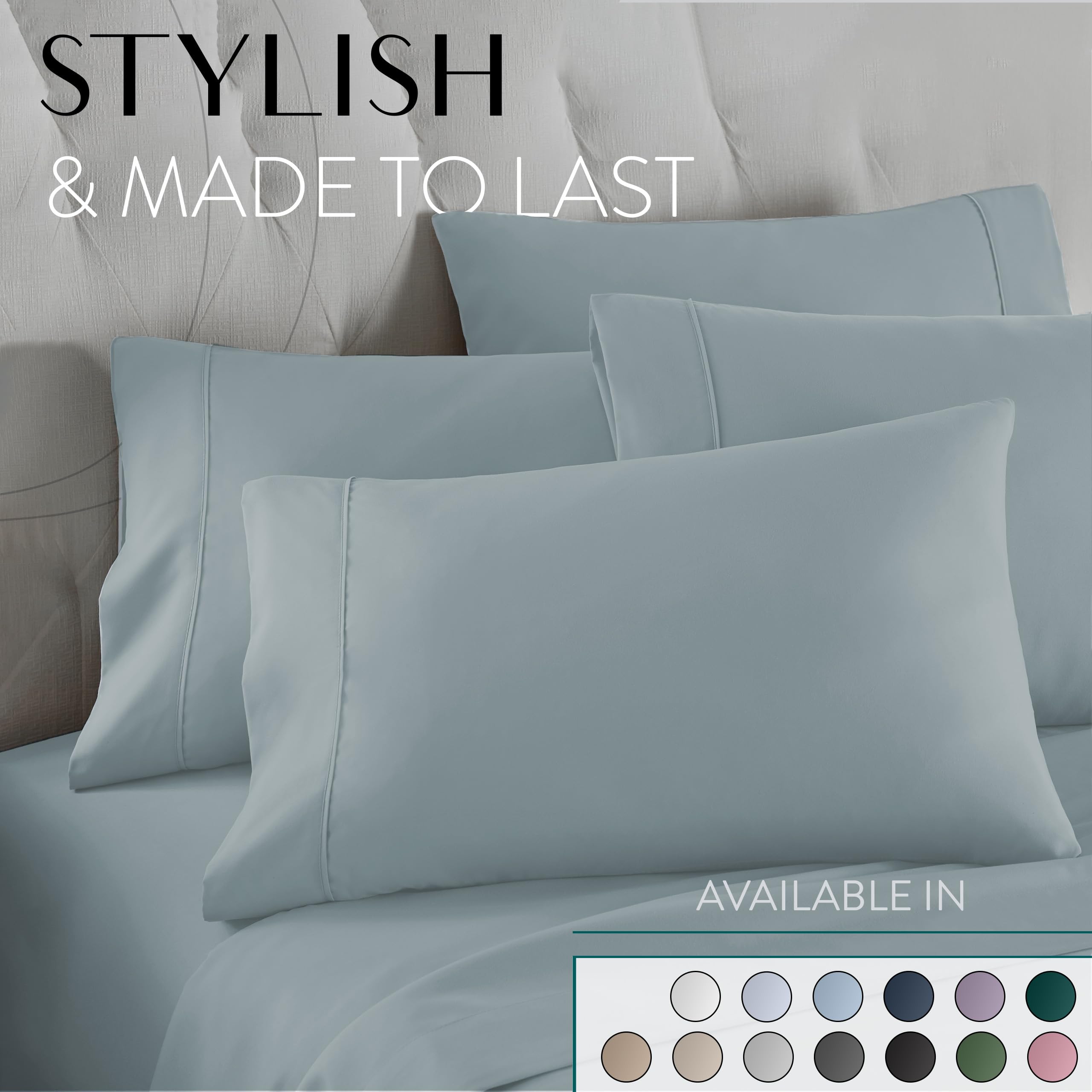Danjor Linens 6-Piece King Size Sheet Set - Premium Hotel Quality Microfiber Bed Sheets with Deep Pockets, 4 Pillowcases | Cooling, Breathable & Wrinkle-Free | Machine Washable | Spa Blue | Perfect for Home, Hotel & Guest Room Comfort