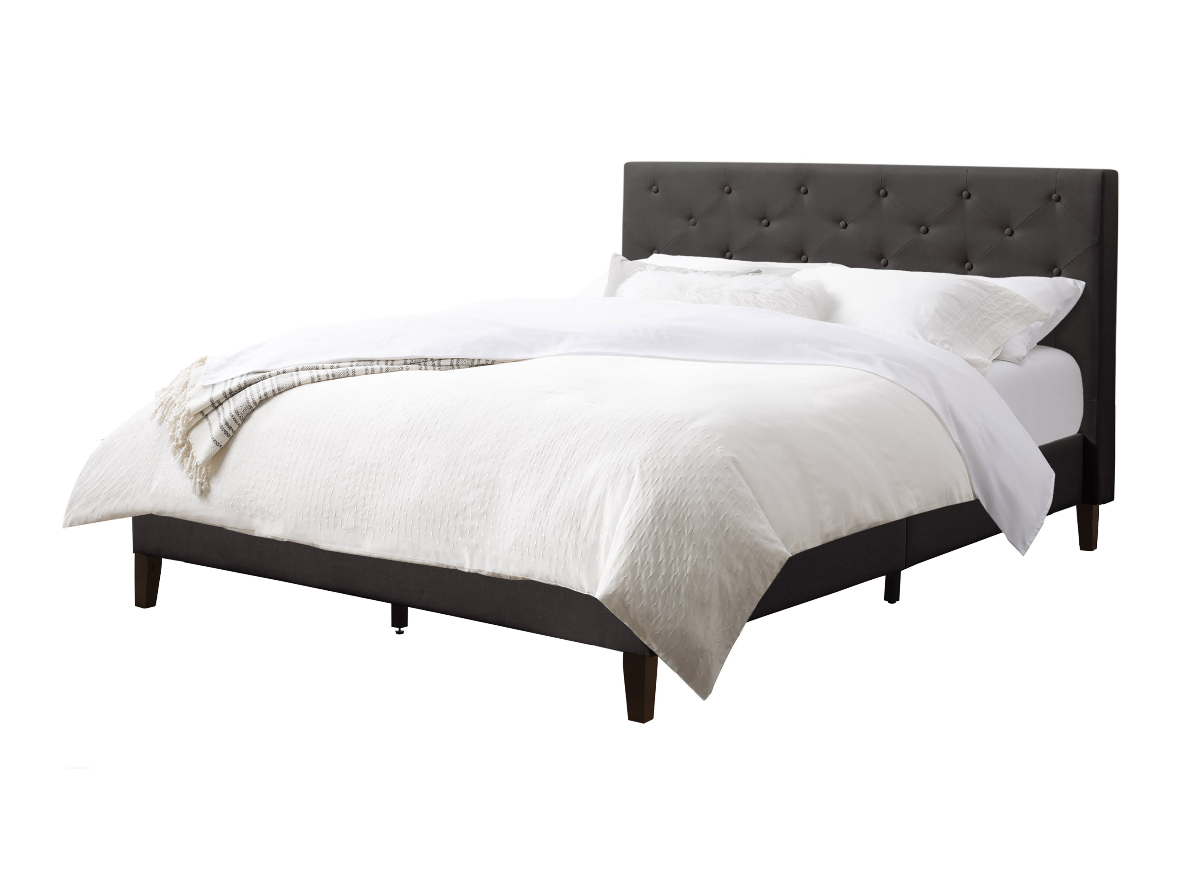 Luxury Button Tufted Upholstered King Size Bed Frame - Elegant Bedroom Furniture for Master Suite Decor | Perfect for Modern Home, Hotel, or Guest Room