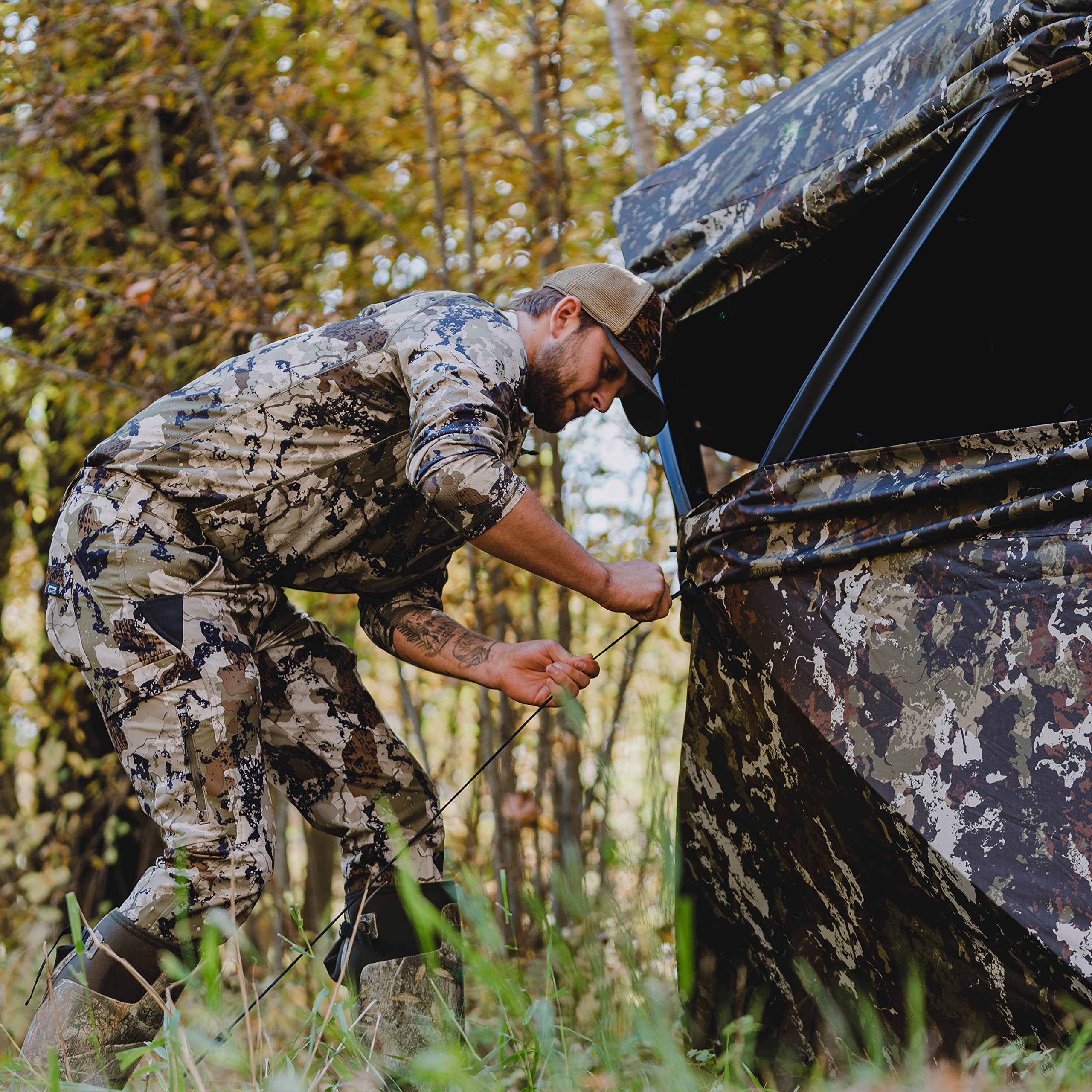 Barronett Blinds Portable Hunting Blind - Side-by-Side Hub Blind with Spacious Interior & Large Shooting Windows | Perfect for Deer Hunting, Turkey Hunting & Wildlife Observation