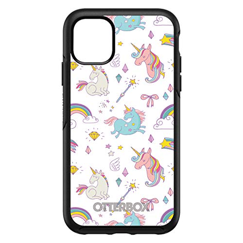 Unicorn Rainbow Wand Pattern - White On Black Case