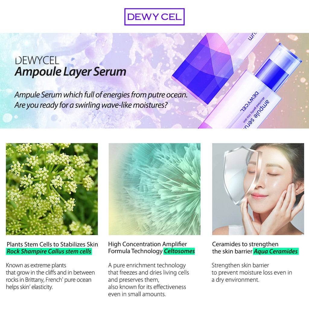 DEWYCEL Ampule Serum 100ml - Hydrating Facial Serum for Glowing Skin | Day & Night Moisturizer for Dry, Sensitive Skin | Perfect for Skincare Routine & Anti-Aging Care