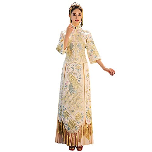 Elegant Chinese Wedding Dress - Oriental Bridal Gown with Phoenix Crown & Embroidered Cape - Perfect for Traditional Ceremonies, Cultural Events & Photoshoots