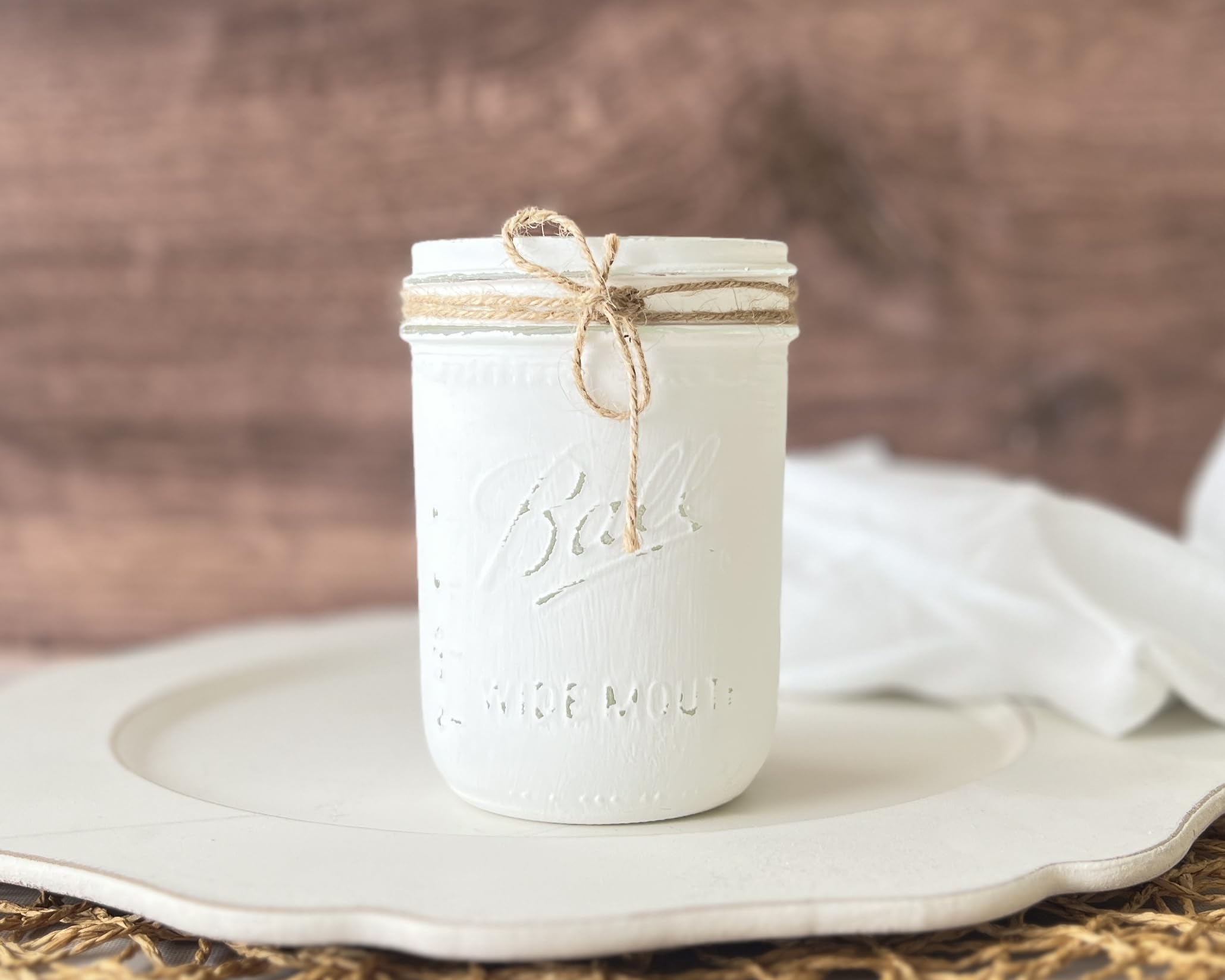 White Mason Jar Decor – Makeup Brush Holder for Vanity & Desk Organizer, 16oz Wide Mouth Pint Mason Jars for Centerpieces & Table Decor, Perfect for Weddings, Home Decor, and Office Organization
