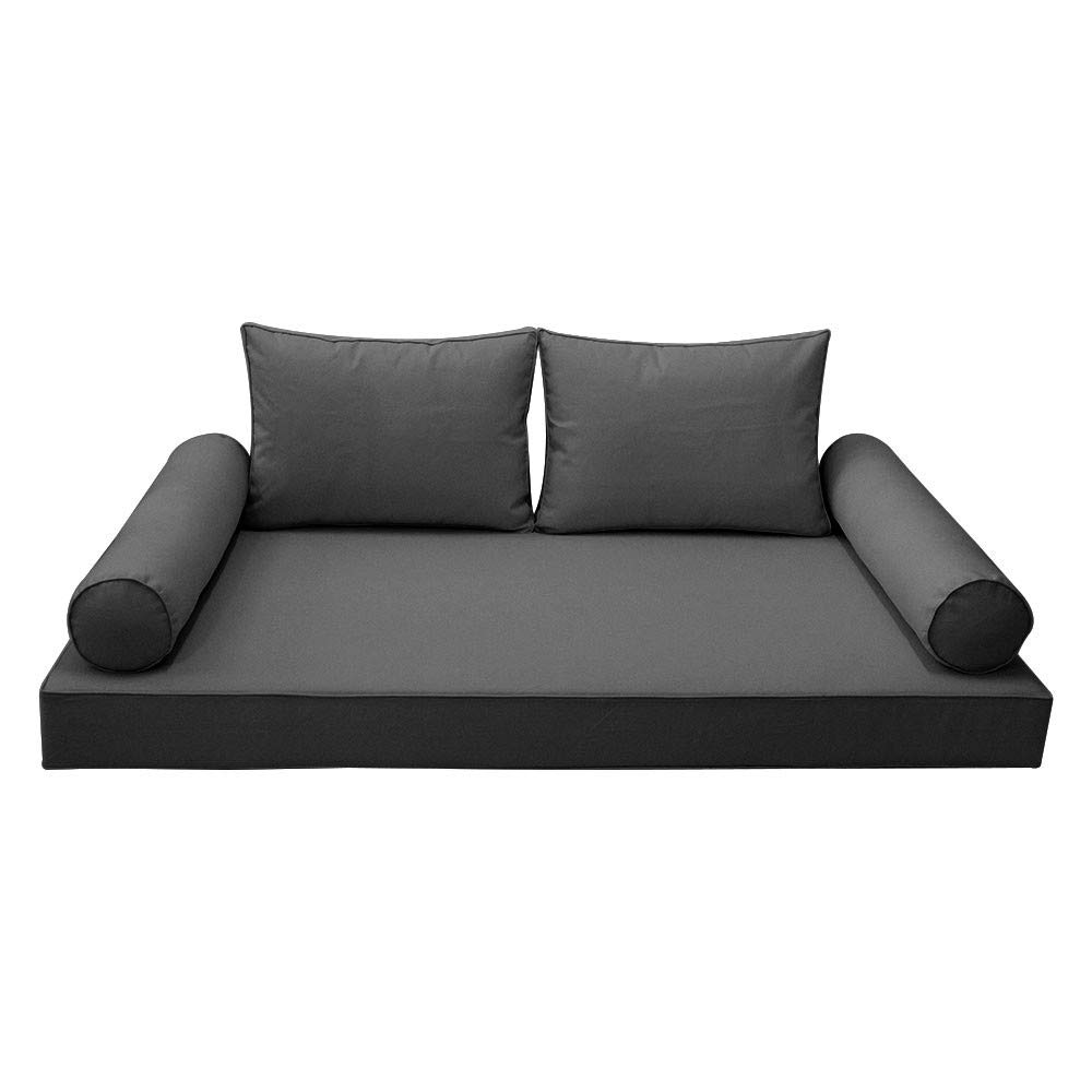 5PC Pipe Outdoor Daybed Mattress Cushion Set with Bolster Pillows - Crib Size AD003 | Perfect for Patio, Poolside, and Garden Lounging