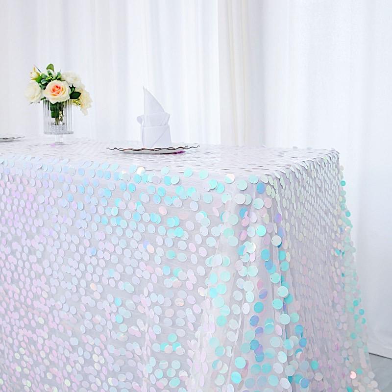 90x156 Inch Large Payette Sequin Rectangular Tablecloth - Elegant Glitter Table Cover for Wedding, Party, and Holiday Decorations