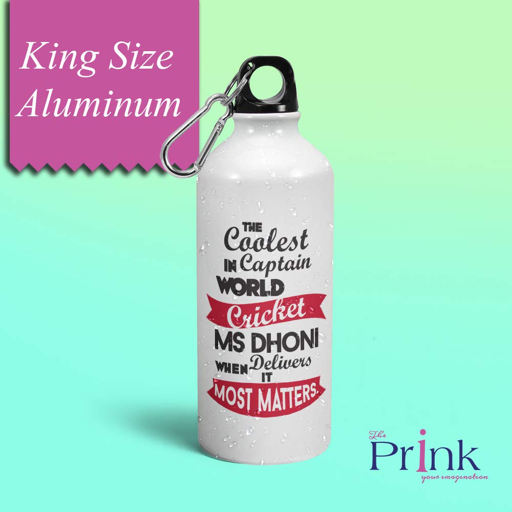 Prink Captain MS Dhoni Printed Water Bottle 600ml - Insulated Stainless Steel Sipper for Cricket Fans, Gym, Sports & Outdoor Activities | Leakproof & Durable | Perfect Gift for Dhoni Supporters