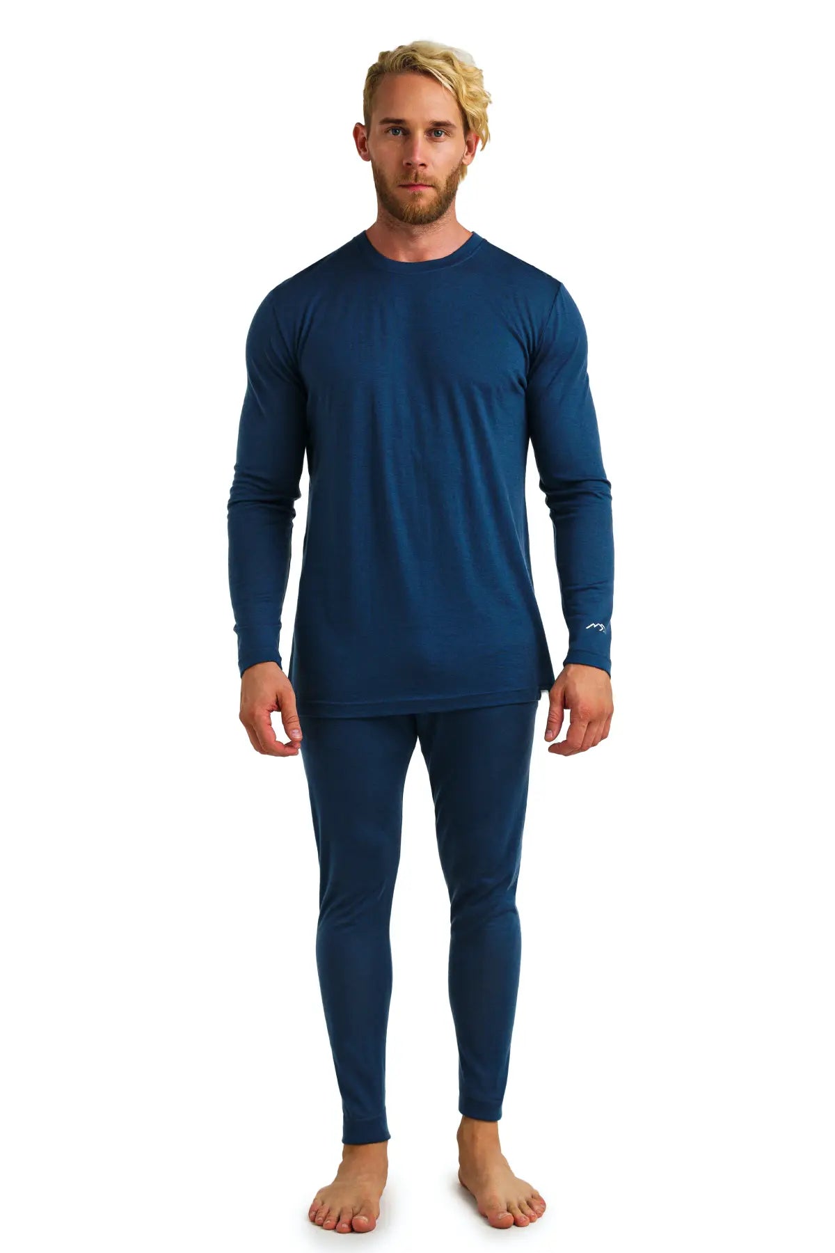 Men's Merino Wool Thermal Underwear Set - 165 Denim Blue | Warm Base Layer for Winter, Skiing & Outdoor Activities