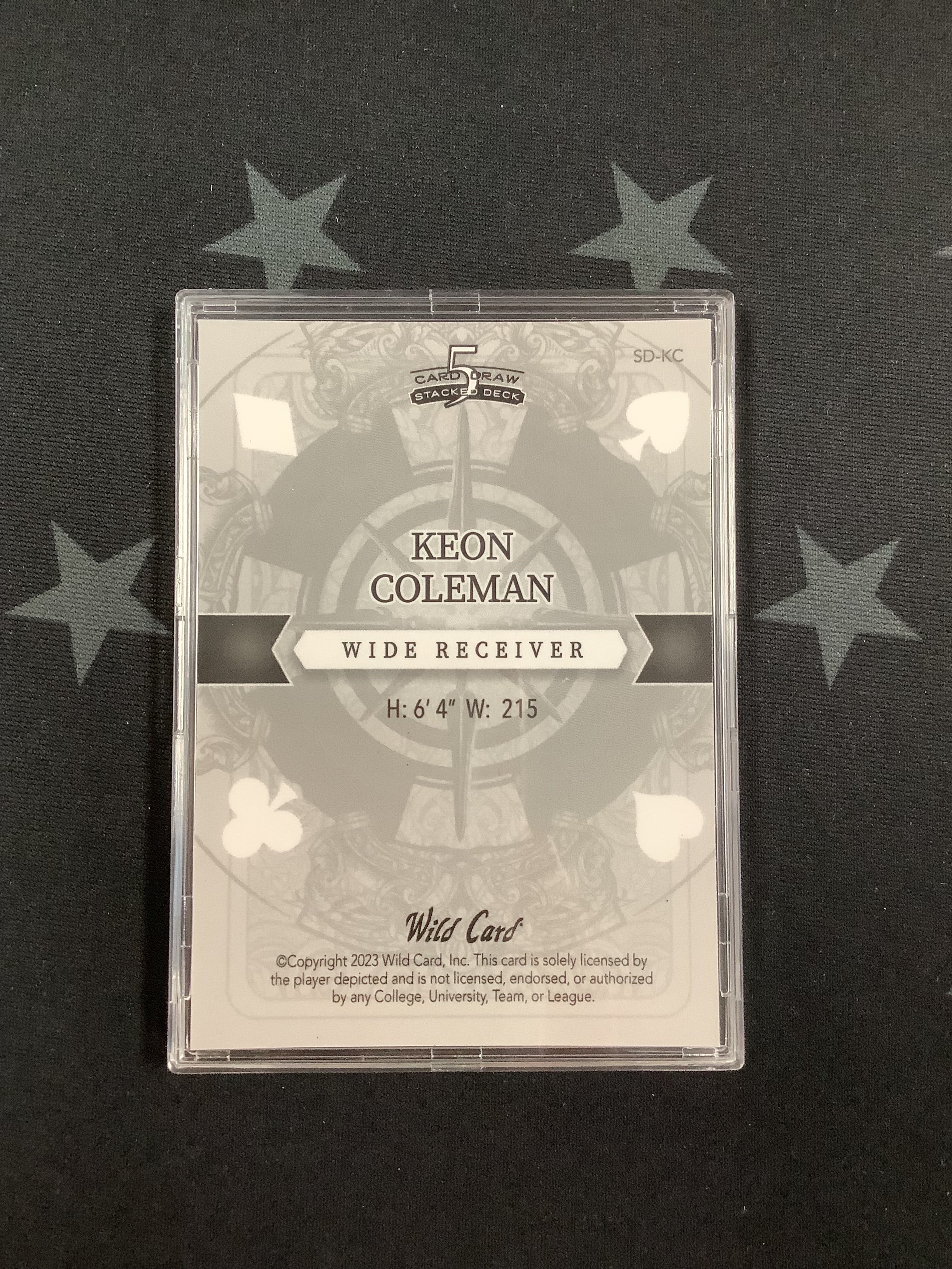 2023 Leaf Five Star Card Draw Stacked Deck Keon Coleman #SD KC /2 - Rare Collectible Football Trading Card for Fans & Collectors