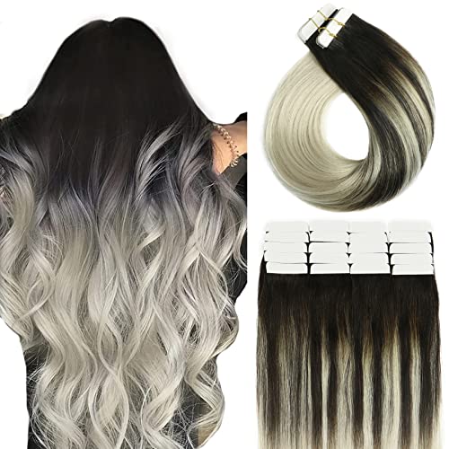 Ombre Natural Black to Silver Gray