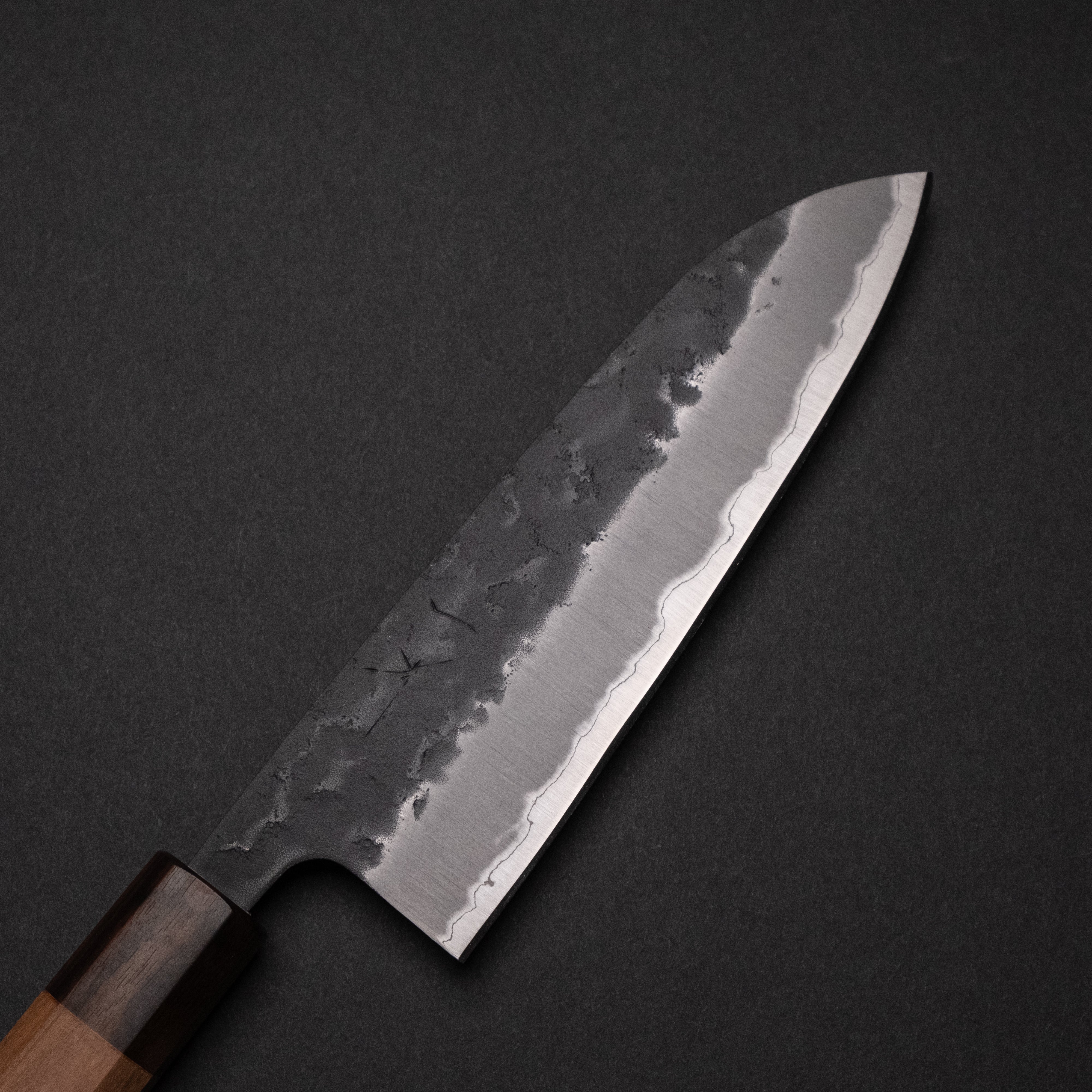 Hitohira Futana SB Kuro Nashiji Santoku Knife 170mm - Japanese High Carbon Steel Blade with Cherry Wood Handle - Perfect for Slicing, Dicing, and Chopping Vegetables, Meat, and Fish in Professional & Home Kitchens