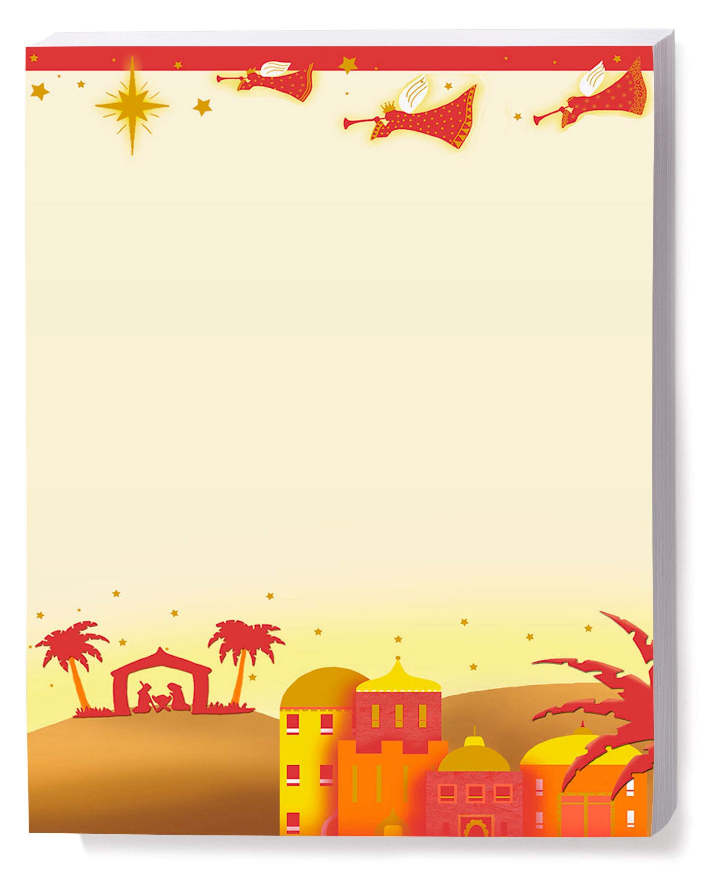 Premium Christmas Holiday Stationery Paper - Elegant Bethlehem Sunset Winter Theme Letterhead, 8.5 x 11 Border Paper, 100 Sheets for Festive Greetings, Office Correspondence & Seasonal Craft Projects