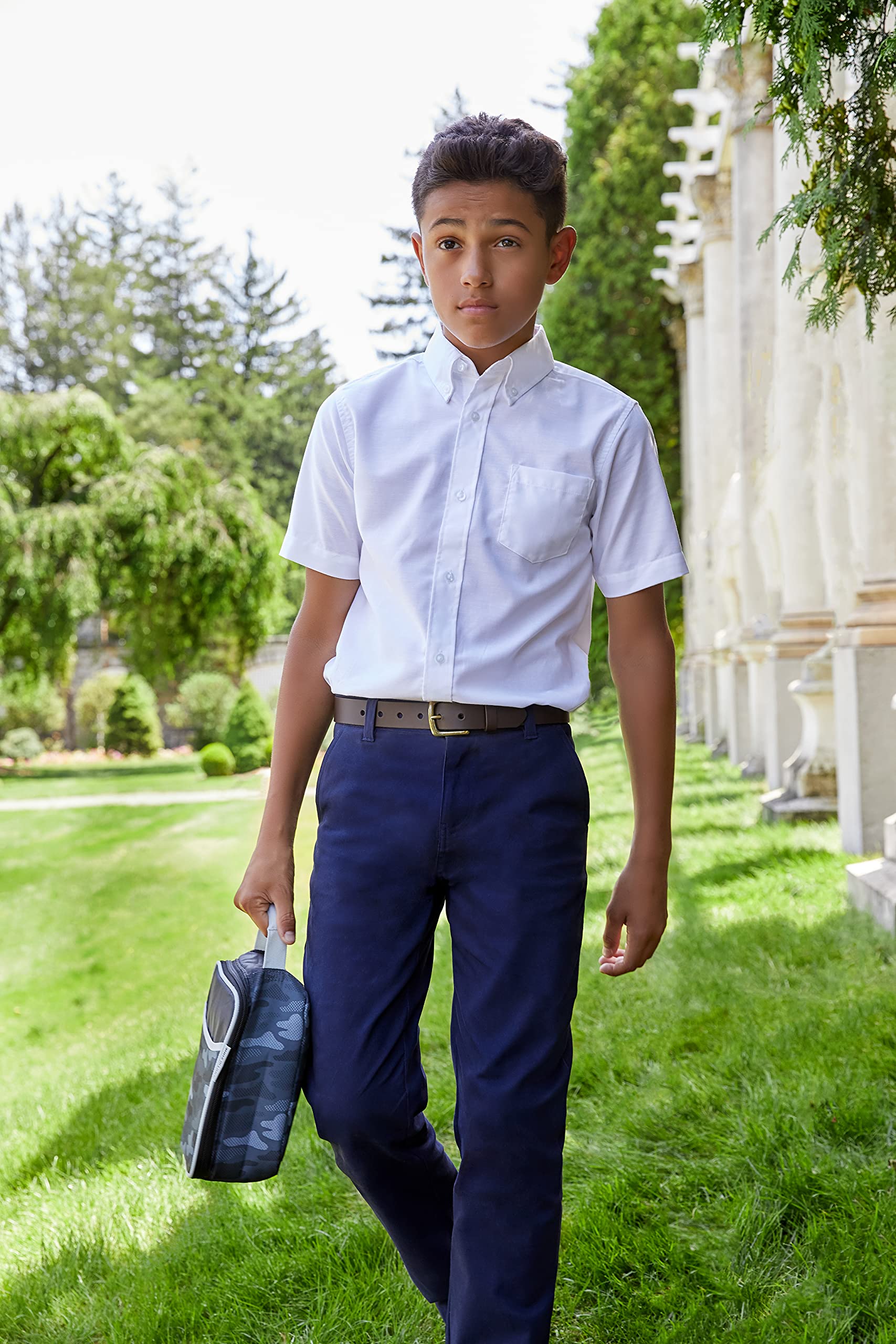 French Toast Boys' Adjustable Waist Straight Fit Stretch Twill Chino Pants - Comfortable School Uniform & Casual Wear for Kids