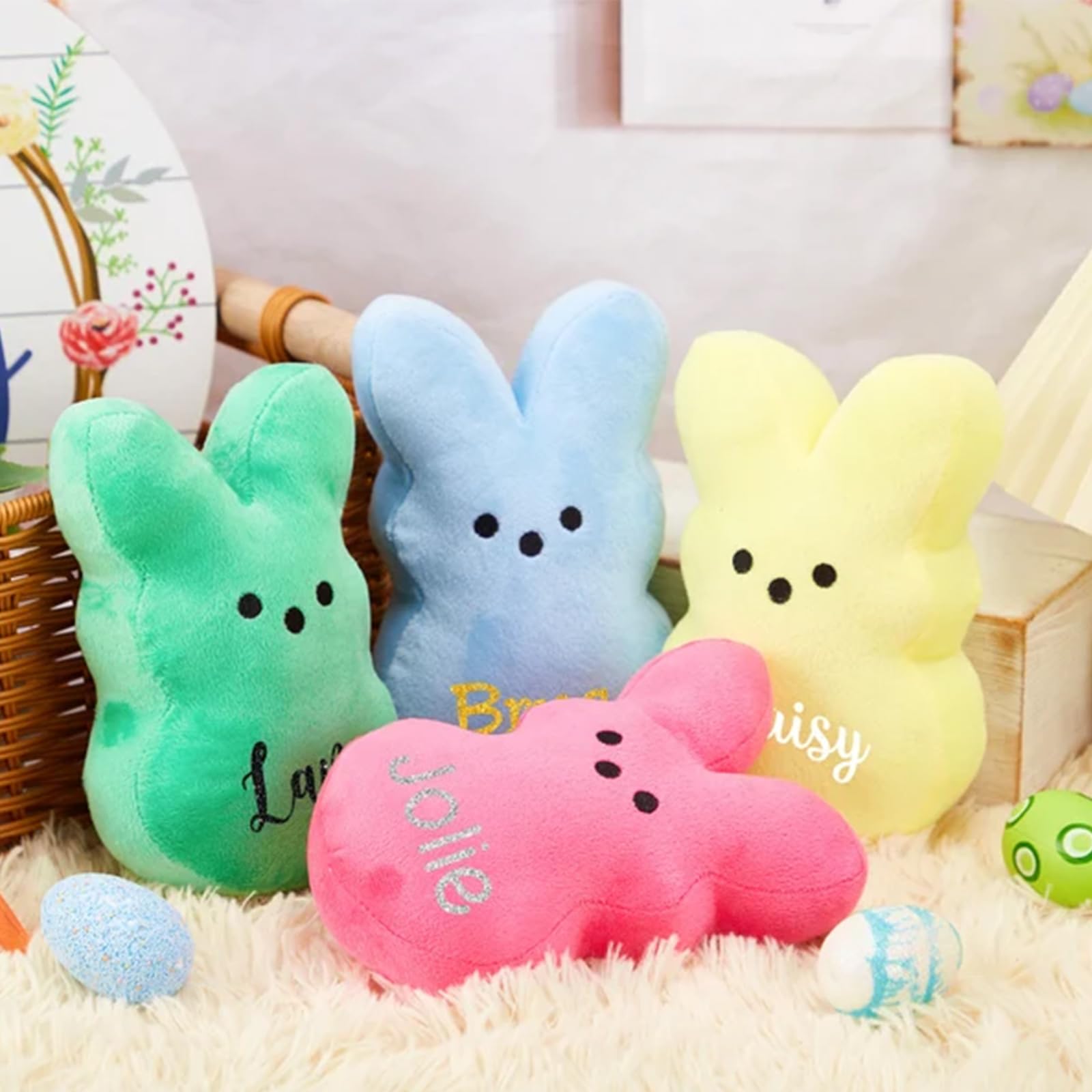 Custom 5.85in Personalized Easter Bunny Plush Toy - Soft Stuffed Animal Gift for Kids, Easter Basket Filler, Spring Decorations (Great for Easter Gifts, Nursery Decor & Birthday Presents)