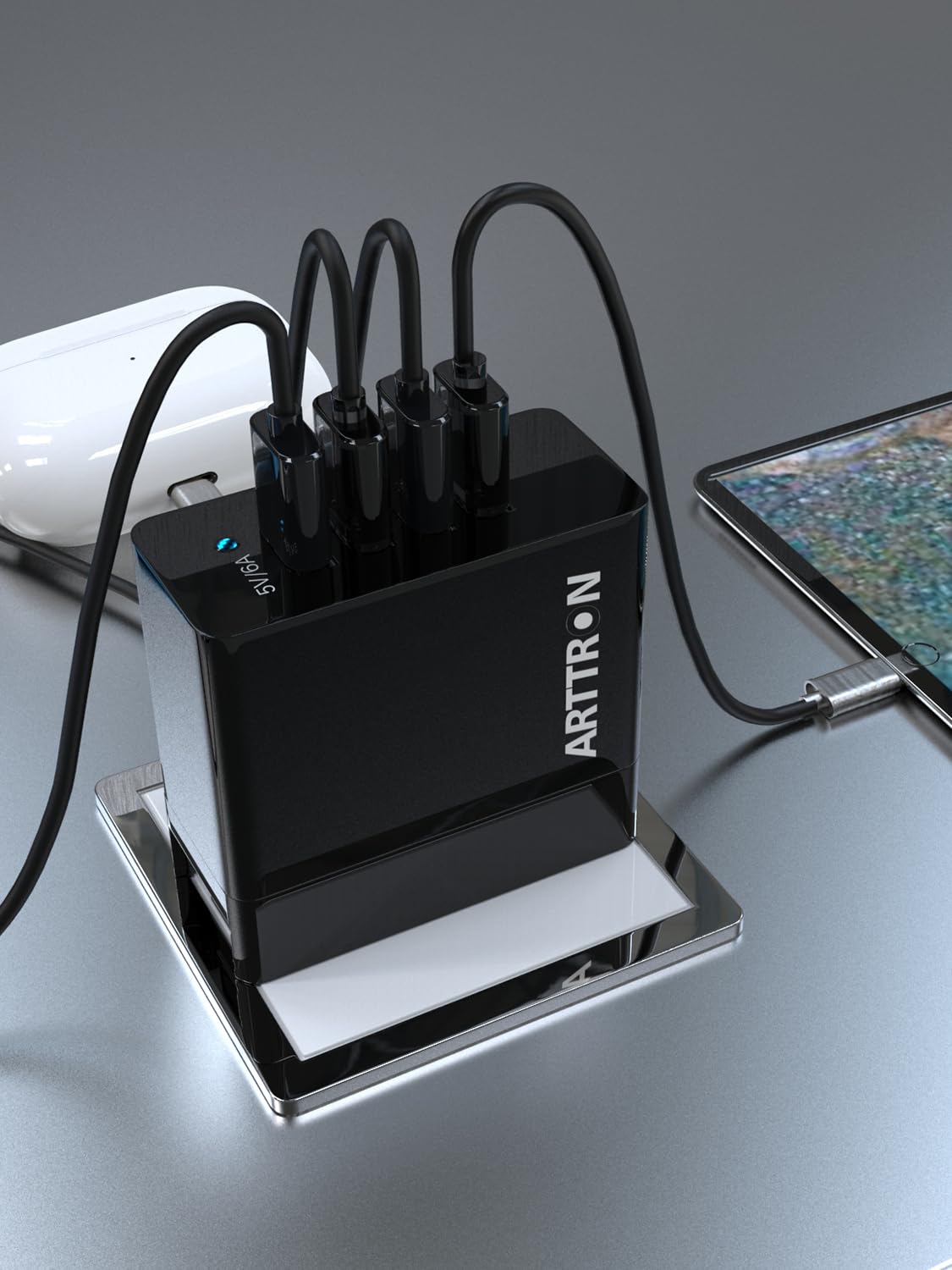 30W 4-Port USB Wall Charger Fast Charging Adapter - Compact Foldable Plug for iPhone, iPad, Samsung, Tablets & Smartphones - Perfect for Home, Office & Travel