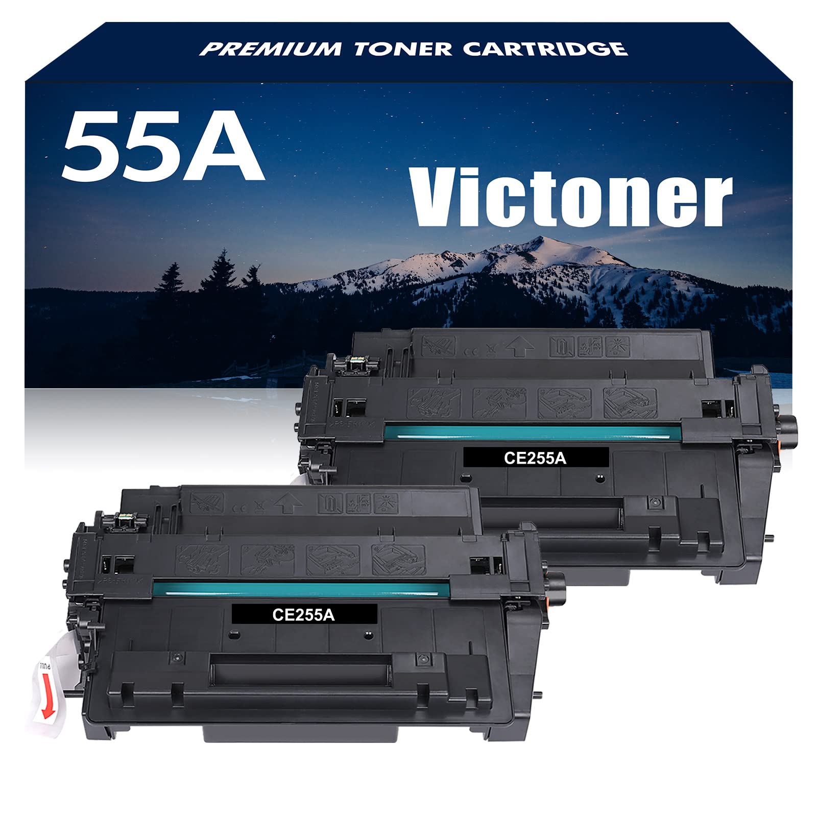 HP 55A CE255A Black Toner Cartridge 2-Pack - Compatible with HP LaserJet P3015, P3015d, P3015dn, P3016, P3011, MFP M525, M521dn, M521 Series Printers - High-Yield Replacement for CE255X/55X - Perfect for Office & Home Printing Needs