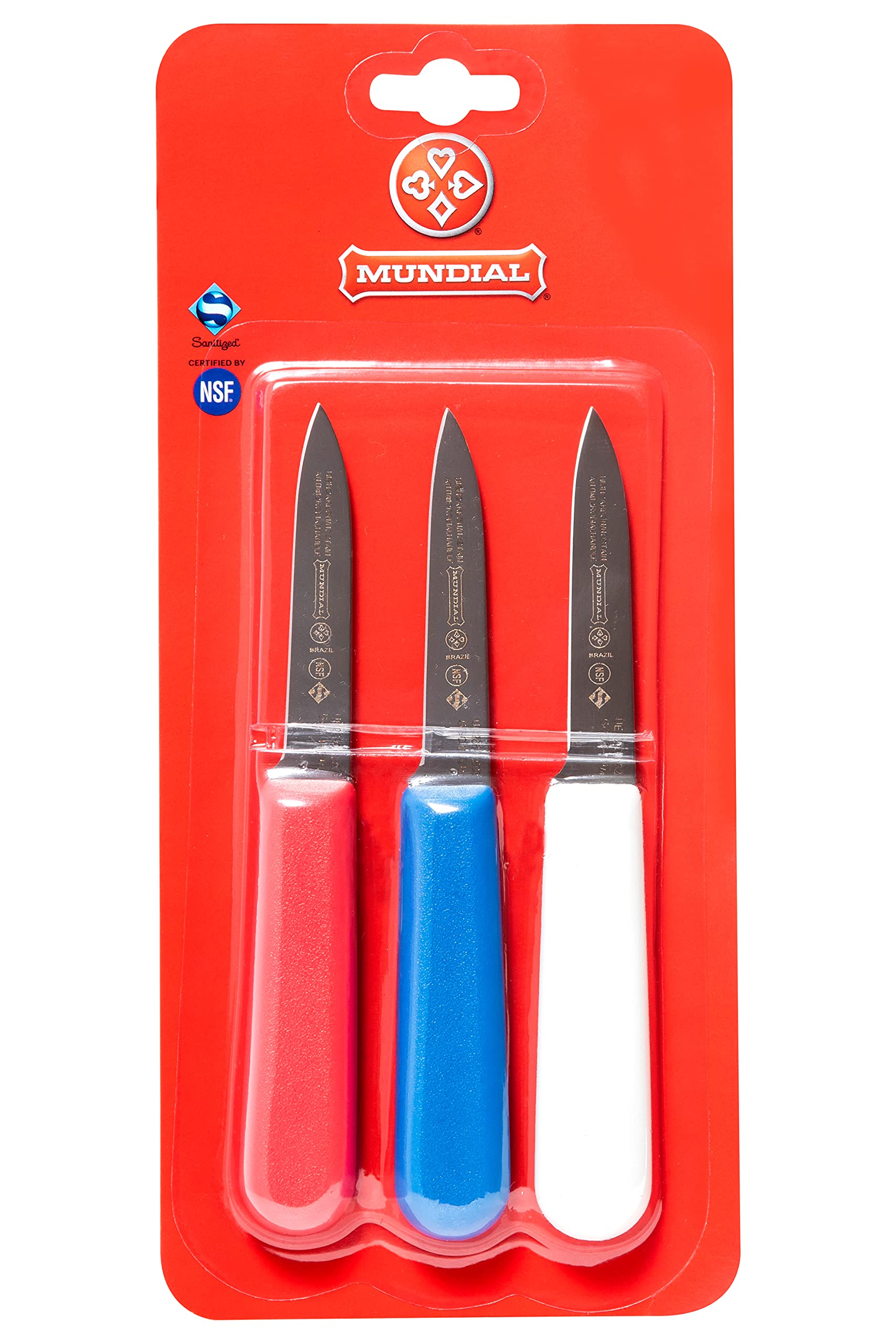 Premium Mundial 3.25-Inch Paring Knife Set - 3-Piece Collection in Red, Blue & White | Ideal for Peeling, Slicing & Precision Cutting in the Kitchen