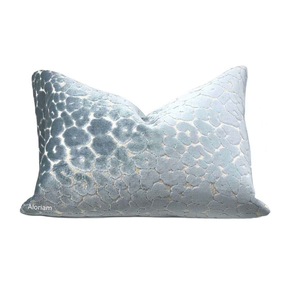 Phoebe Spa Blue Leopard Velvet Pillow Cover - Soft Decorative Throw Pillow Case for Sofa, Bed, Couch - Home Decor & Gift Idea for Women