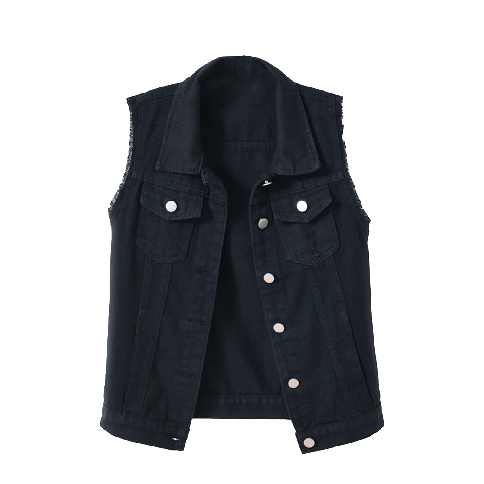Women's Denim Vest Jacket - Sleeveless Washed Ripped Crop Jacket in Candy Colors | Casual Streetwear, Summer Fashion, Layering Essential for Women