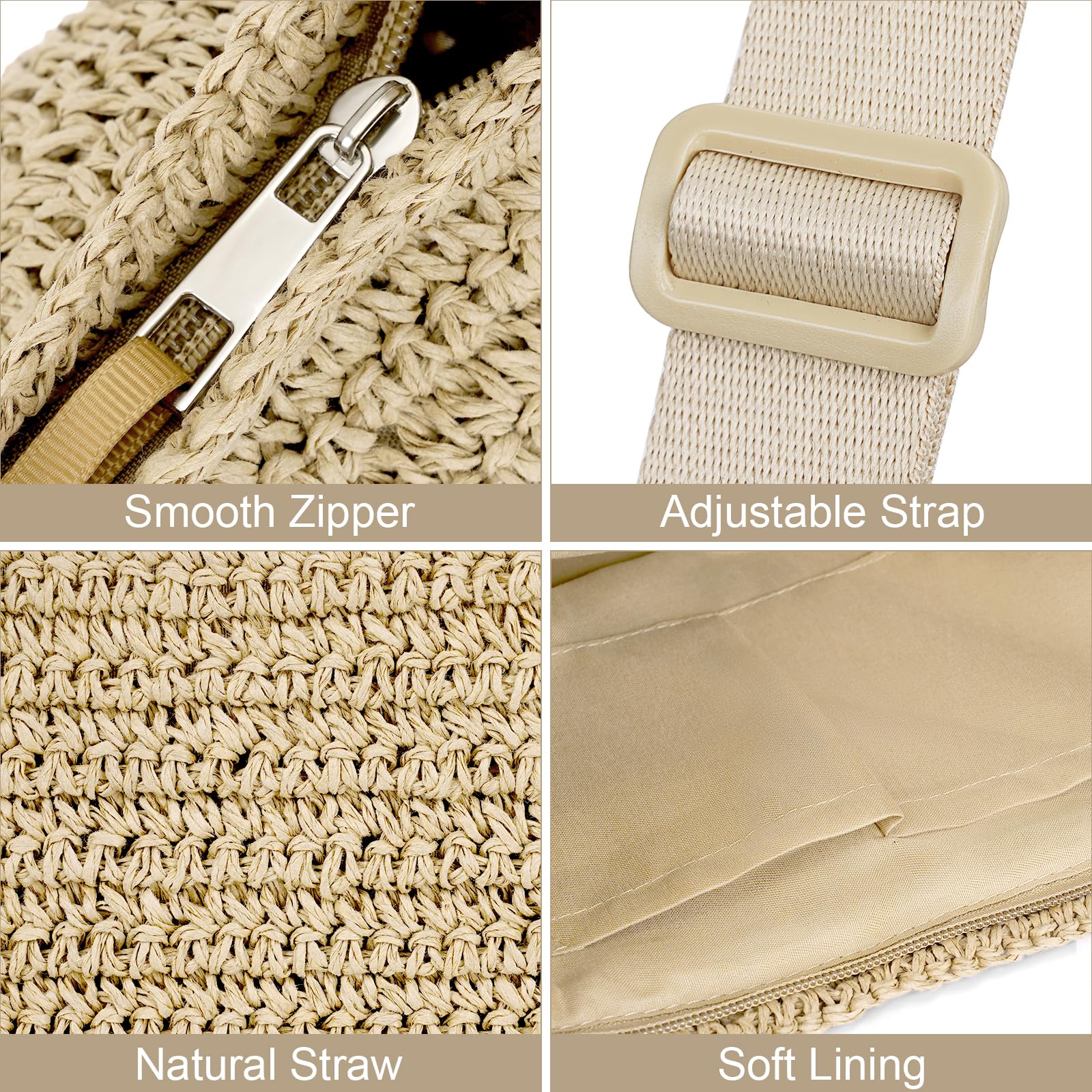 Stylish Woven Straw Crossbody Bag for Women - Handmade Crochet Shoulder Purse, Perfect for Summer 2024 Beach Outings & Vacation Accessories
